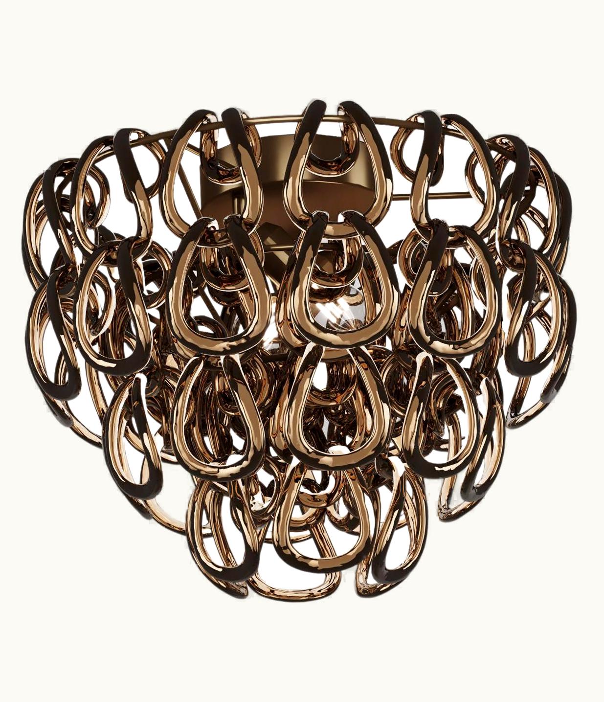 Angelo Mangiarotti Angelo Mangiarotti VIstosi Giogali PL 40 Flush Mount In Crystal Bronze With Matt Bronze Frame