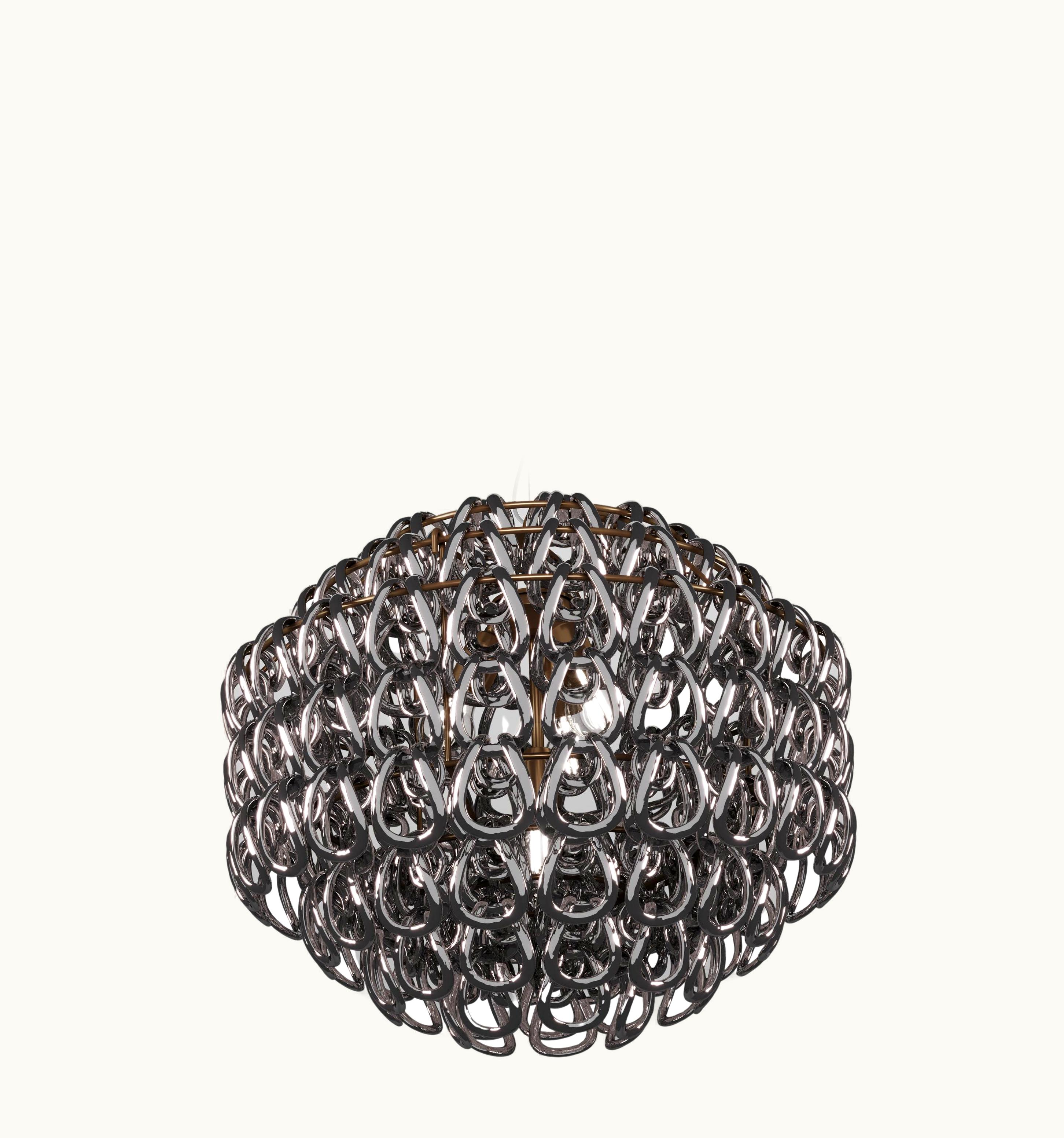 Angelo Mangiarotti Angelo Mangiarotti VIstosi Giogali SP 65 Pendant Light In Crystal Black Nickel W Matt Bronze Frame