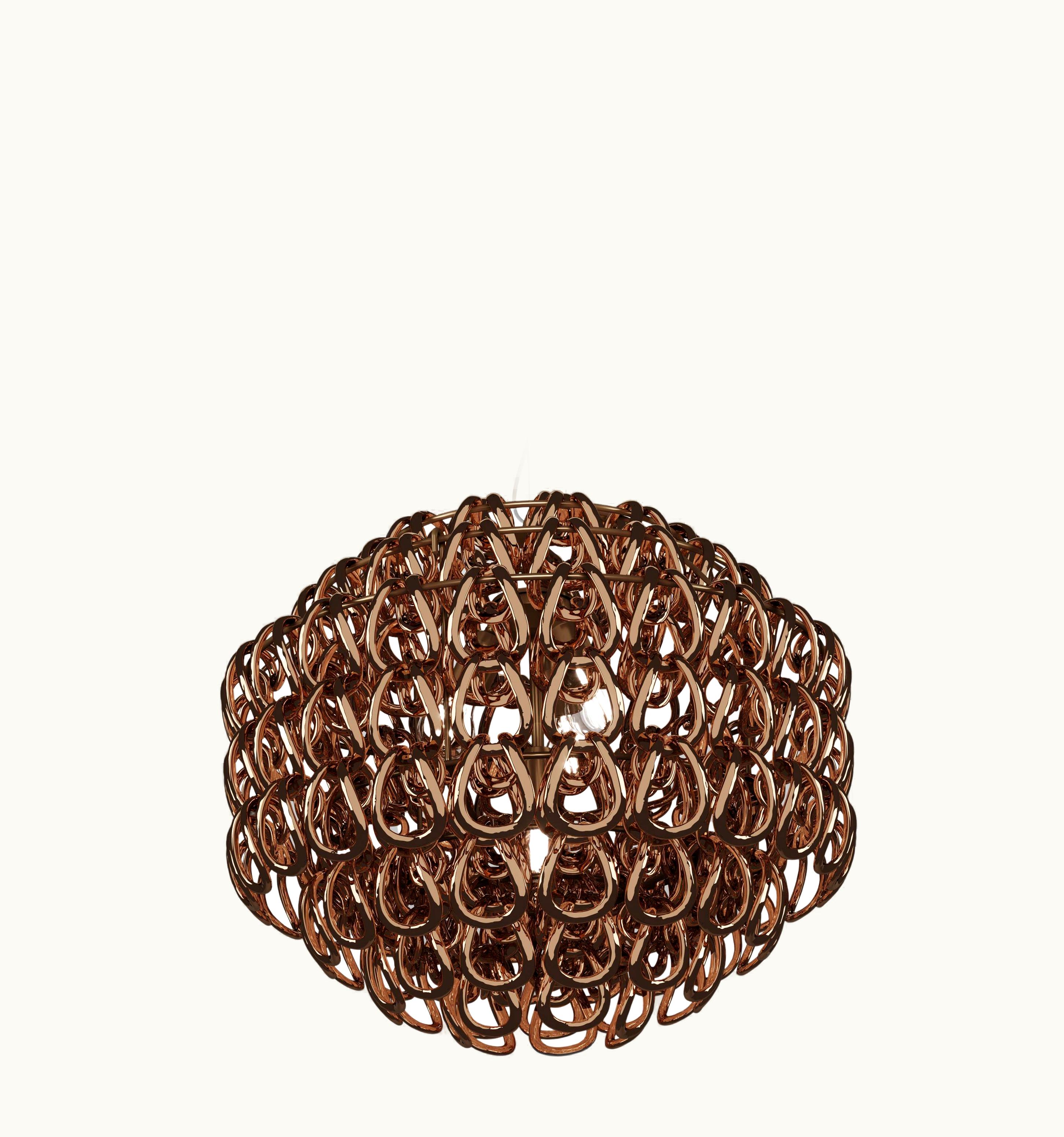 Angelo Mangiarotti Angelo Mangiarotti VIstosi Giogali SP 65 Pendant Light In Crystal Copper With Matt Bronze Frame