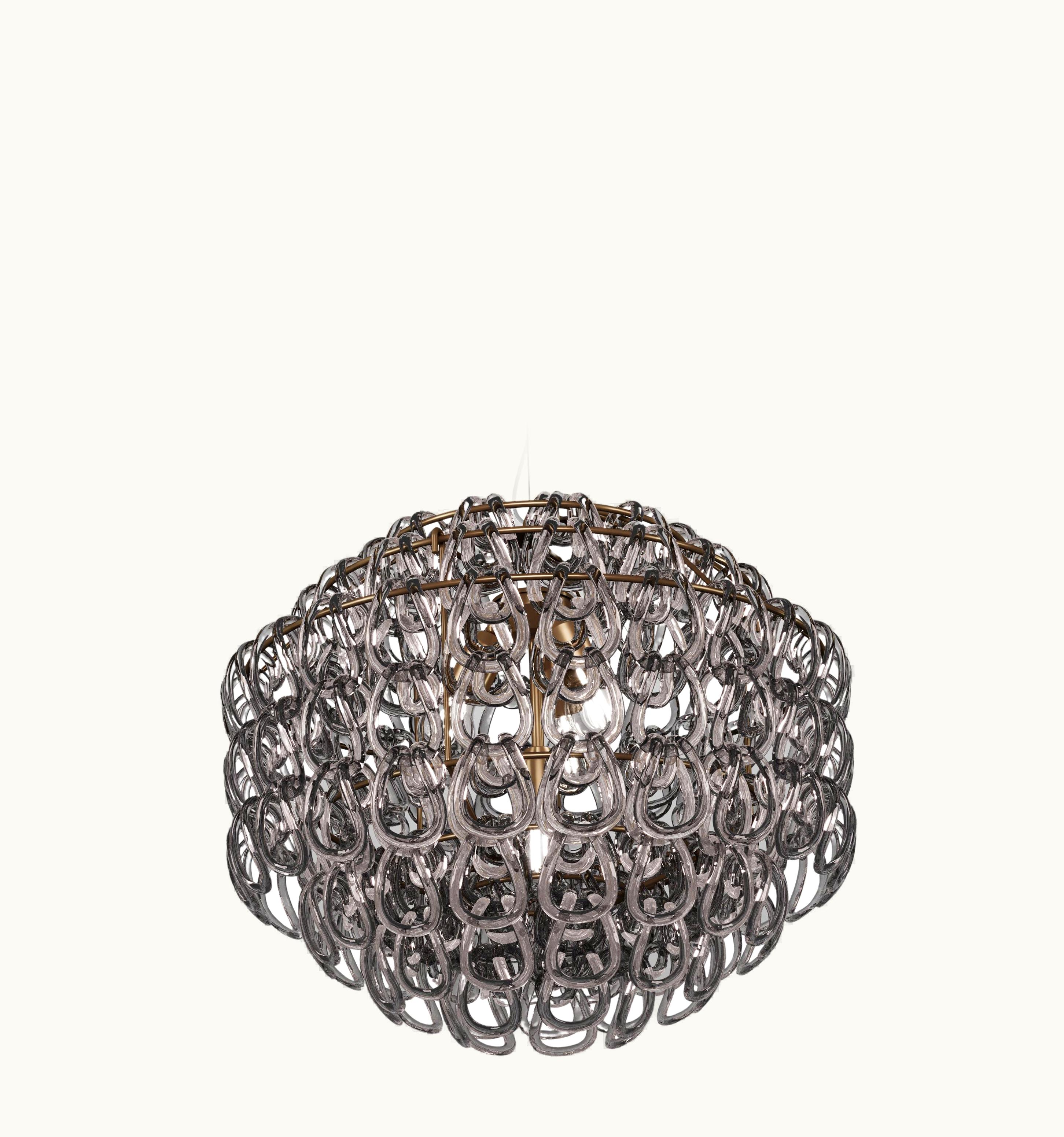 Angelo Mangiarotti Angelo Mangiarotti VIstosi Giogali SP 65 Pendant Light In Crystal Smoky With Matt Bronze Frame