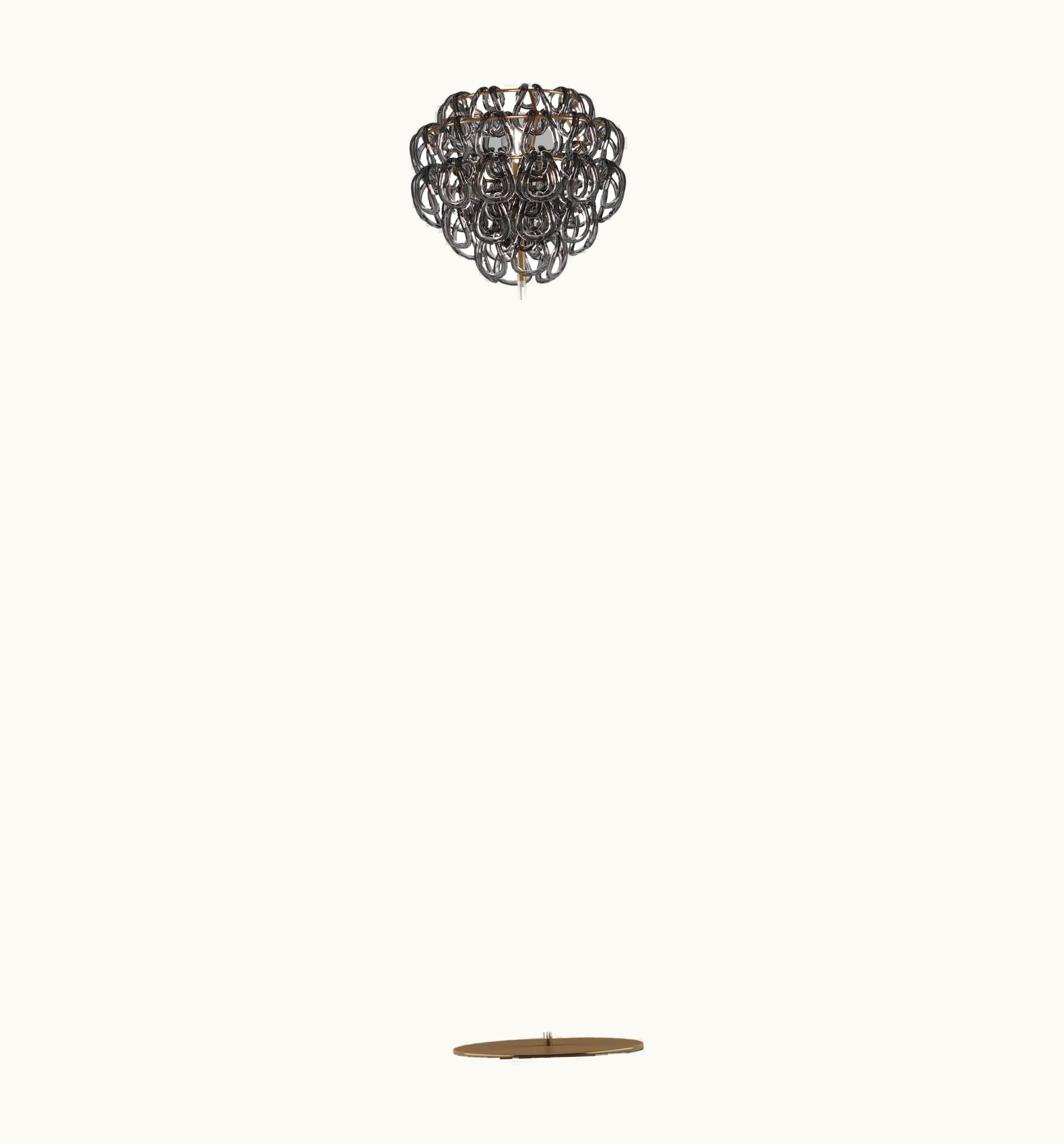 Angelo Mangiarotti Angelo Mangiarotti VIstosi Giogali Floor Lamp In Crystal Smoky With Matt Bronze Frame