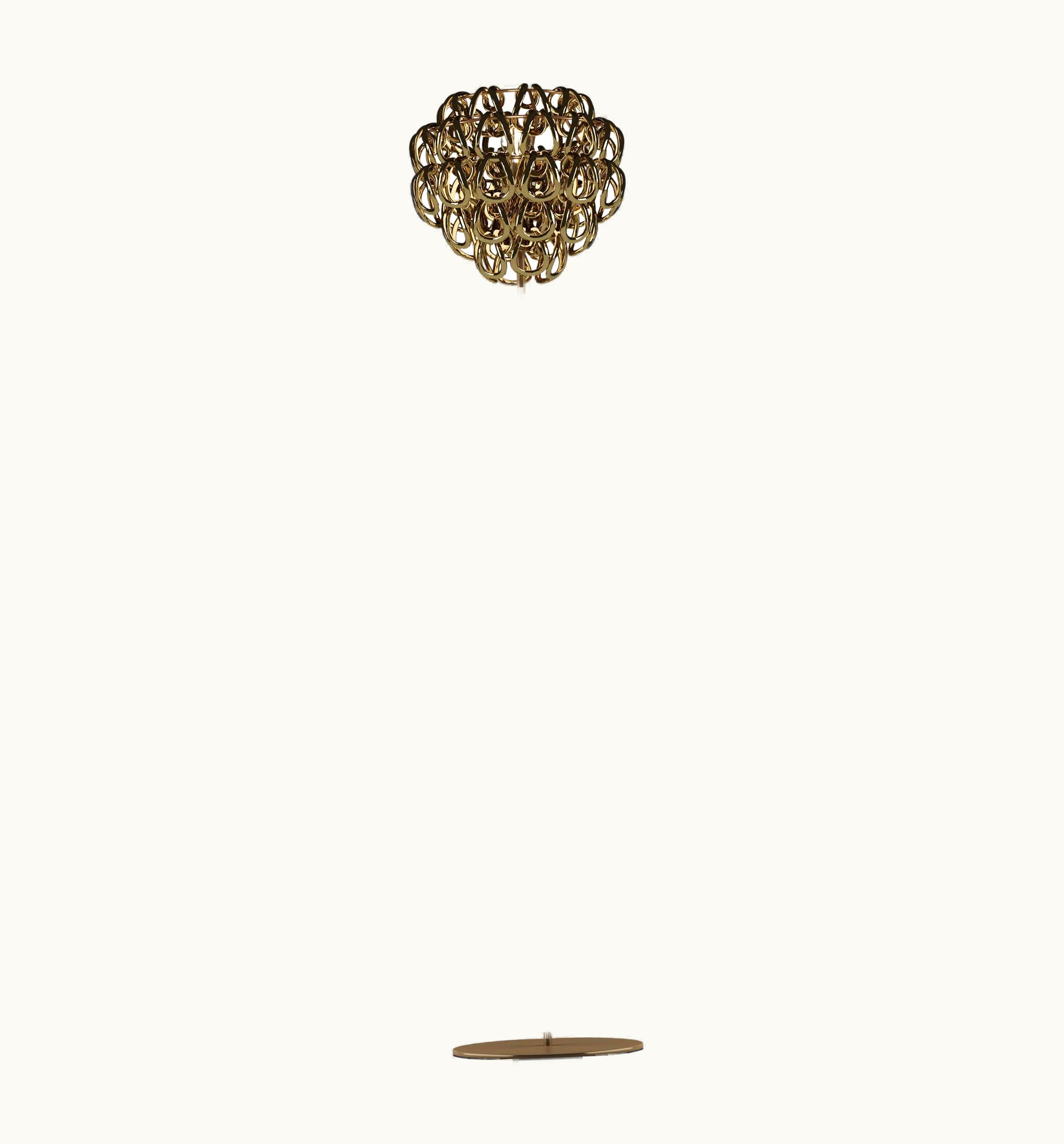 Angelo Mangiarotti Angelo Mangiarotti VIstosi Giogali Floor Lamp In Crystal Gold With Matt Bronze Frame