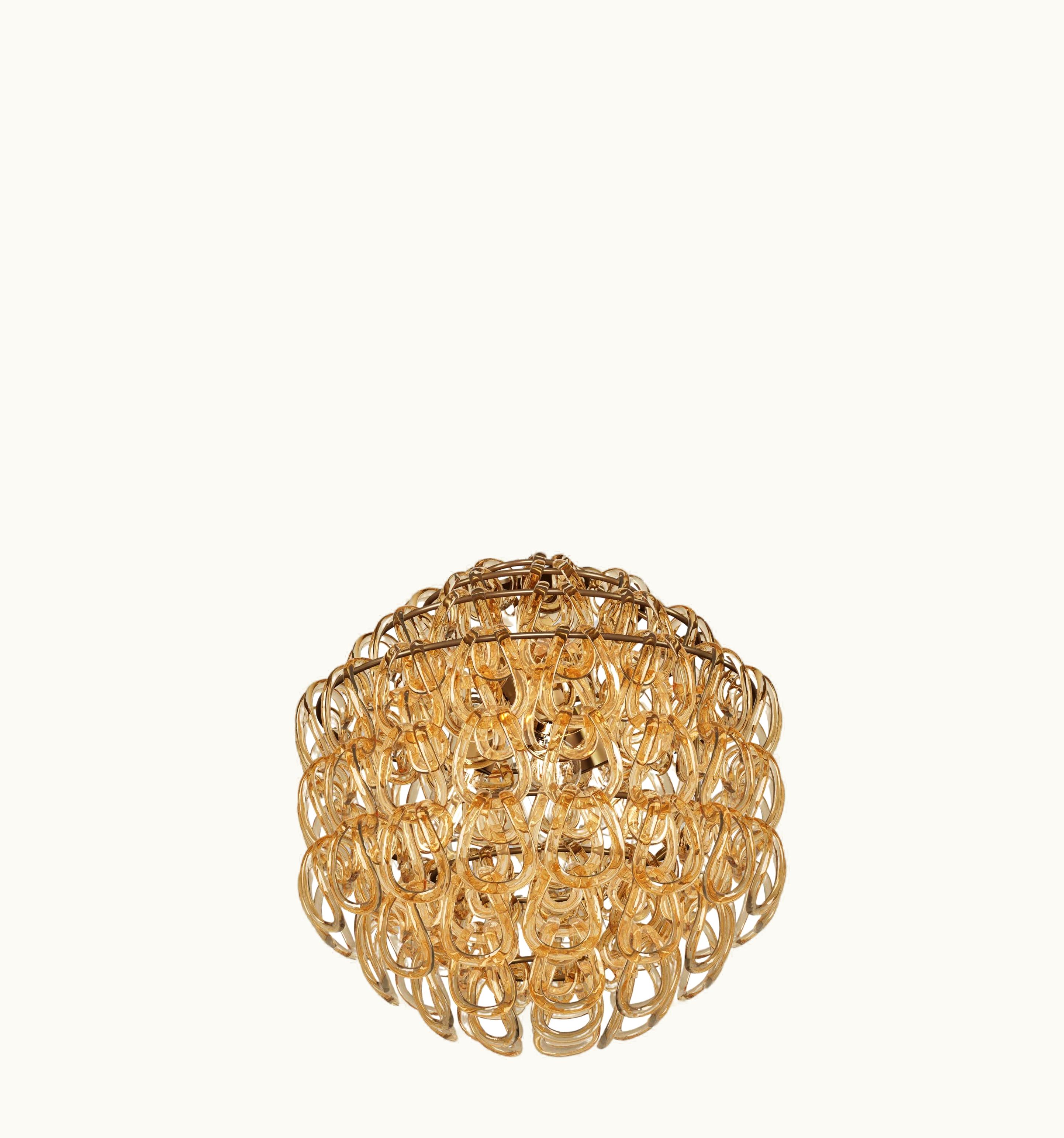Angelo Mangiarotti Angelo Mangiarotti VIstosi Giogali SP 50 Pendant Light In Crystal Amber With Matt Bronze Frame