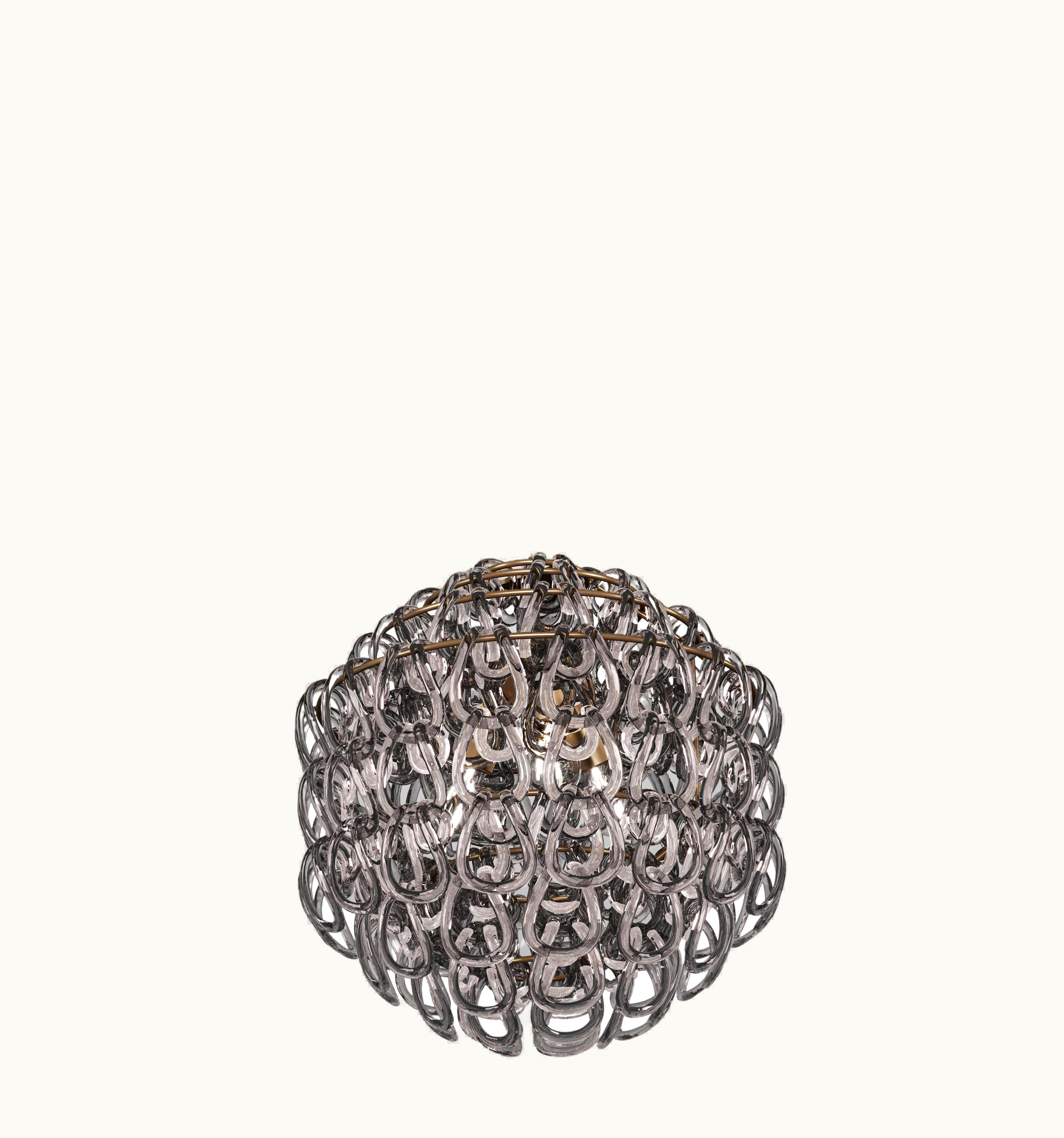 Angelo Mangiarotti Angelo Mangiarotti VIstosi Giogali SP 50 Pendant Light In Crystal Smoky With Matt Bronze Frame