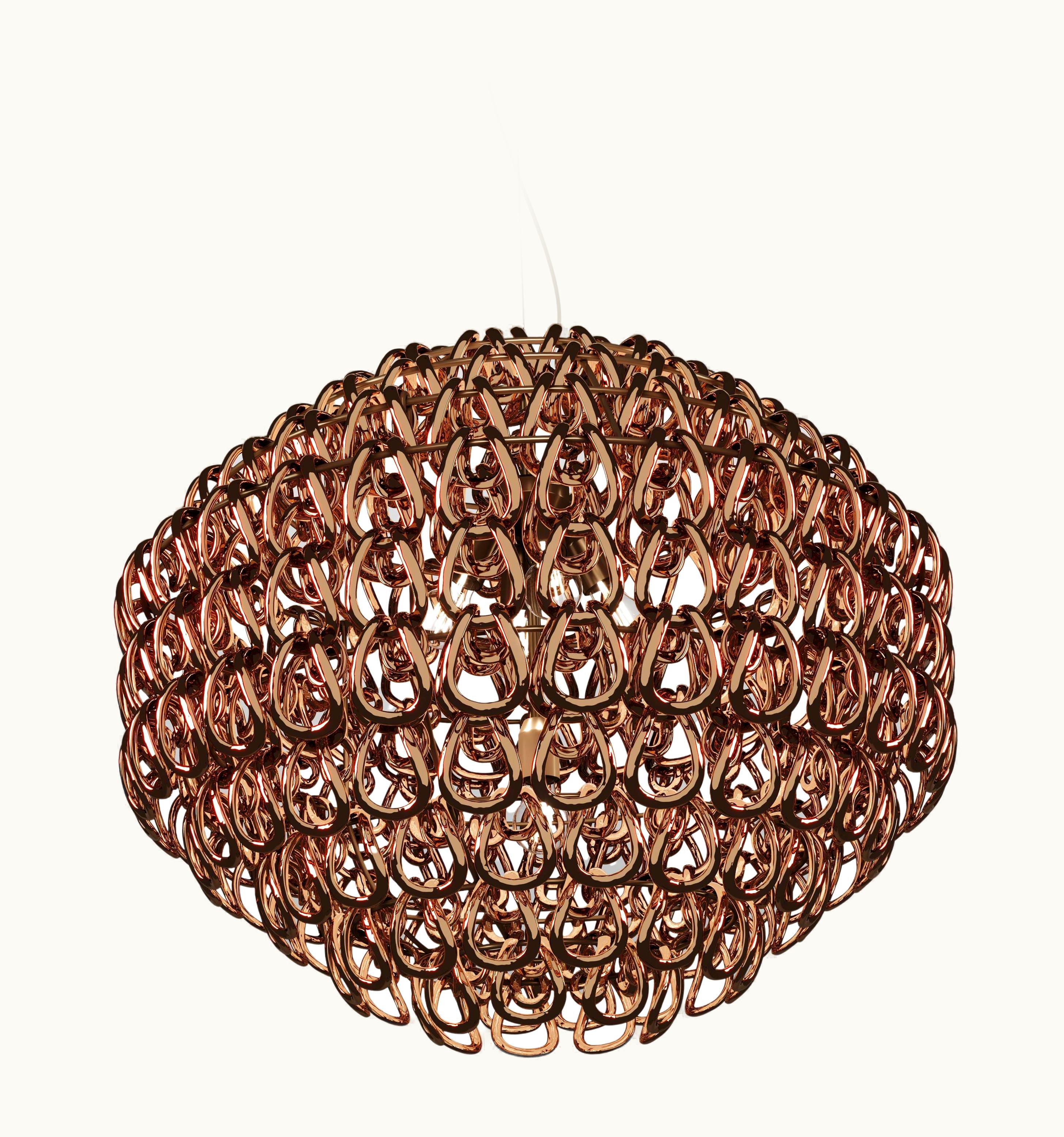 Angelo Mangiarotti Angelo Mangiarotti VIstosi Giogali SP 85 Pendant Light In Crystal Copper With Matt Bronze Frame