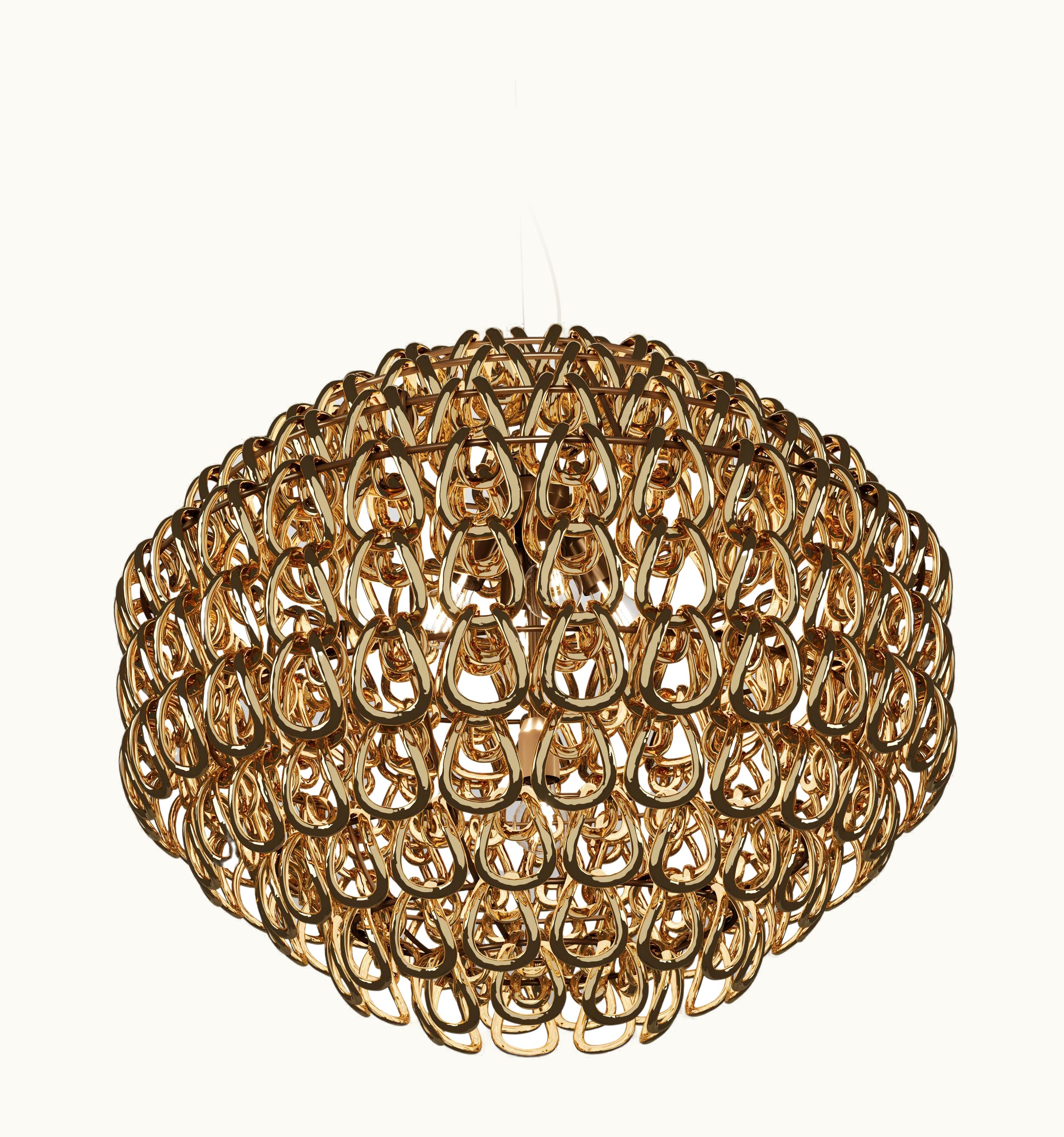 Angelo Mangiarotti Angelo Mangiarotti VIstosi Giogali SP 85 Pendant Light In Crystal Gold With Matt Bronze Frame