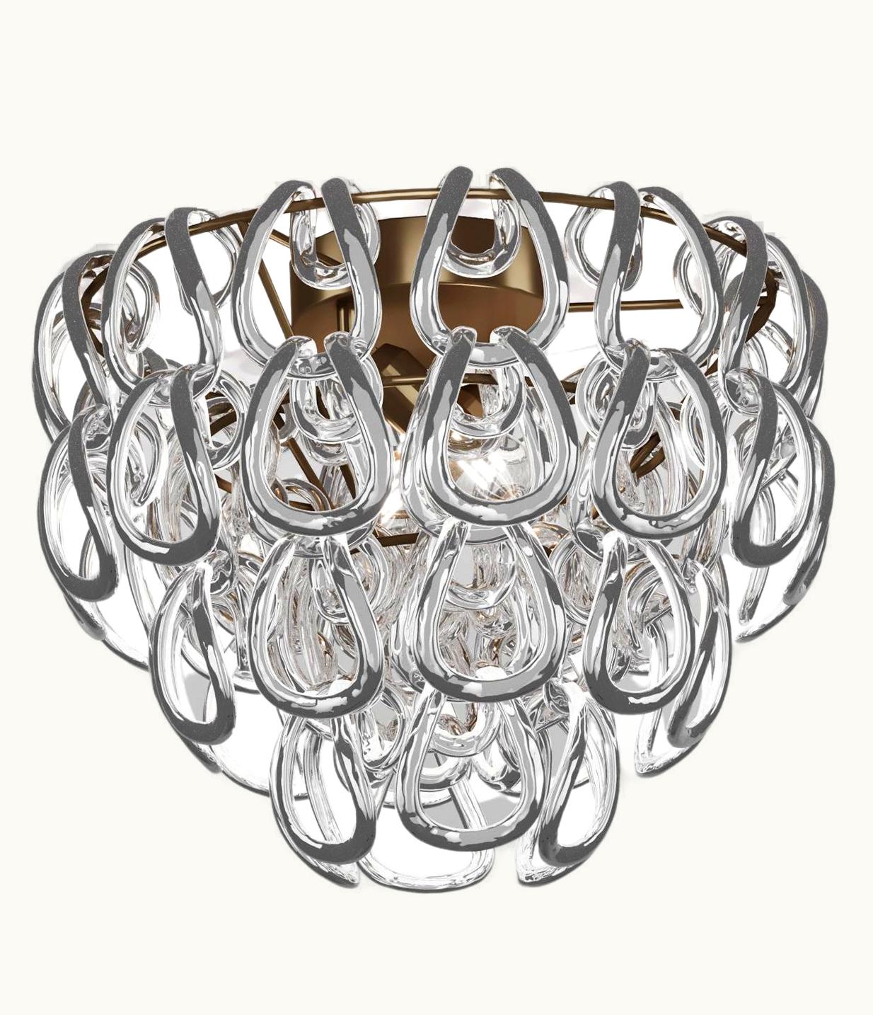 Angelo Mangiarotti Angelo Mangiarotti VIstosi Giogali PL 40 Flush Mount In Crystal Silver With Matt Bronze Frame