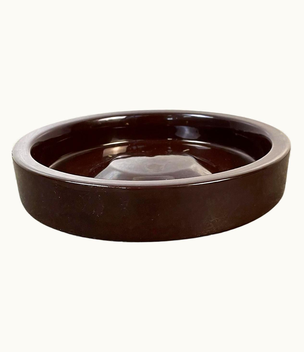 Angelo Mangiarotti;Danese Milano Angelo Mangiarotti;Danese Milano Italian Mid-Century Brown Porcelain Stoneware Ashtray Mangiarotti Danese, 1970s