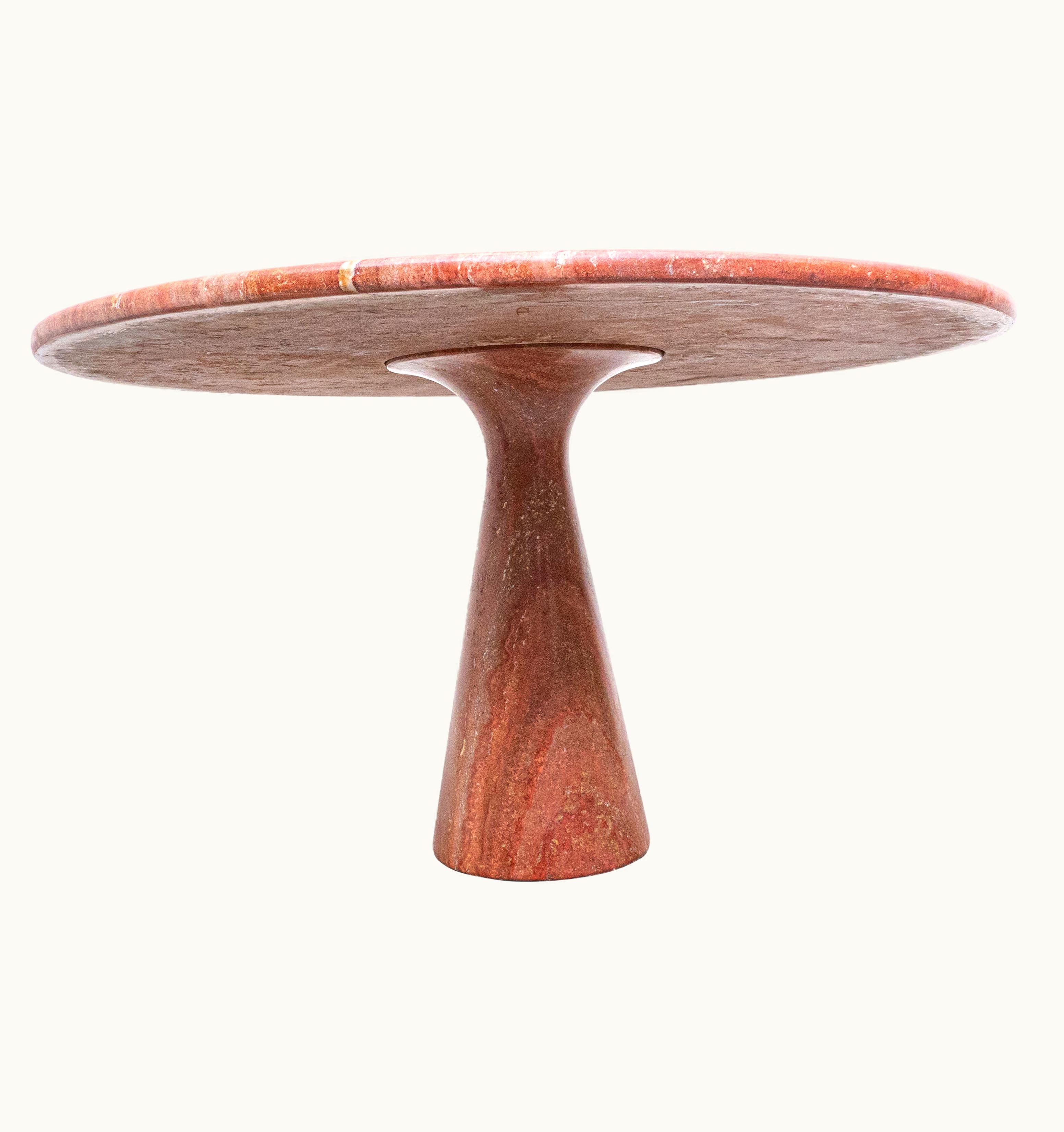 Angelo Mangiarotti Angelo Mangiarotti Mid-Century Red Travertine Dining Table By Angelo Mangiarotti, Italy, 1970s