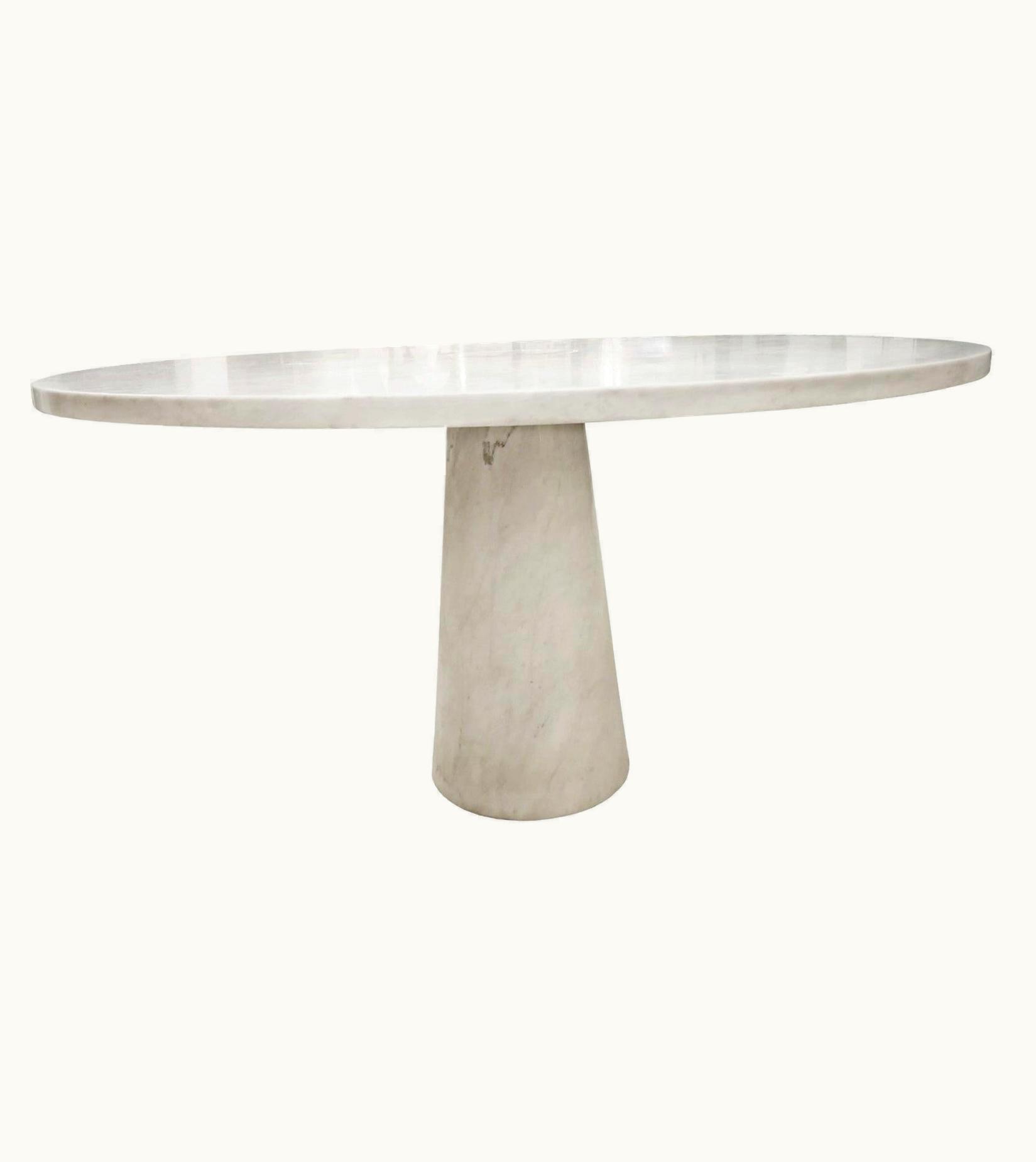 Angelo Mangiarotti Angelo Mangiarotti Mid-Century Modern White Angelo Mangiarotti Marble Round Dining Table, 1970s