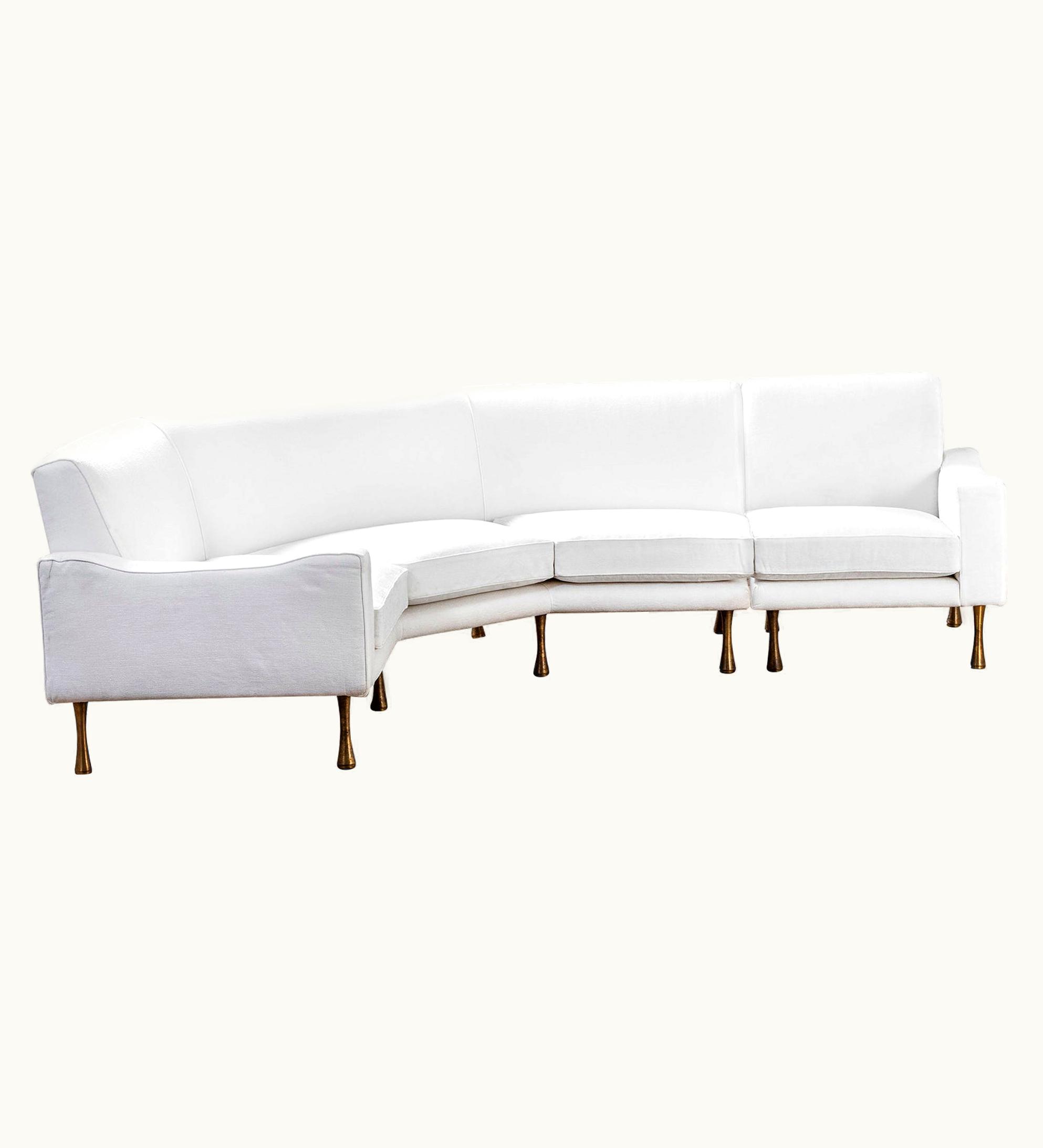 Angelo Mangiarotti Angelo Mangiarotti 20th Century Angelo Mangiarotti Corner / Sectional Sofa With Feet In Brass