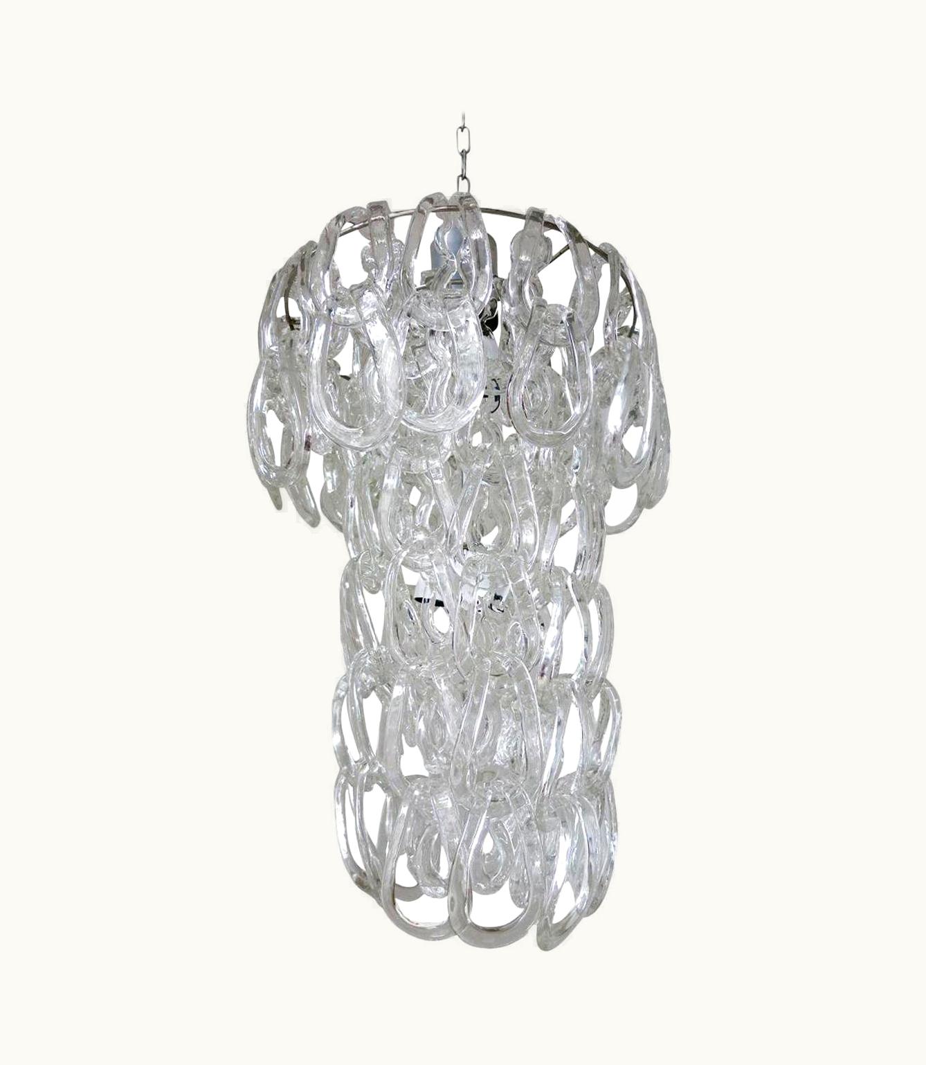 Angelo Mangiarotti Angelo Mangiarotti Vintage Chandelier W/ Murano Links Designed Angelo Mangiarotti For VIstosi, 1960s