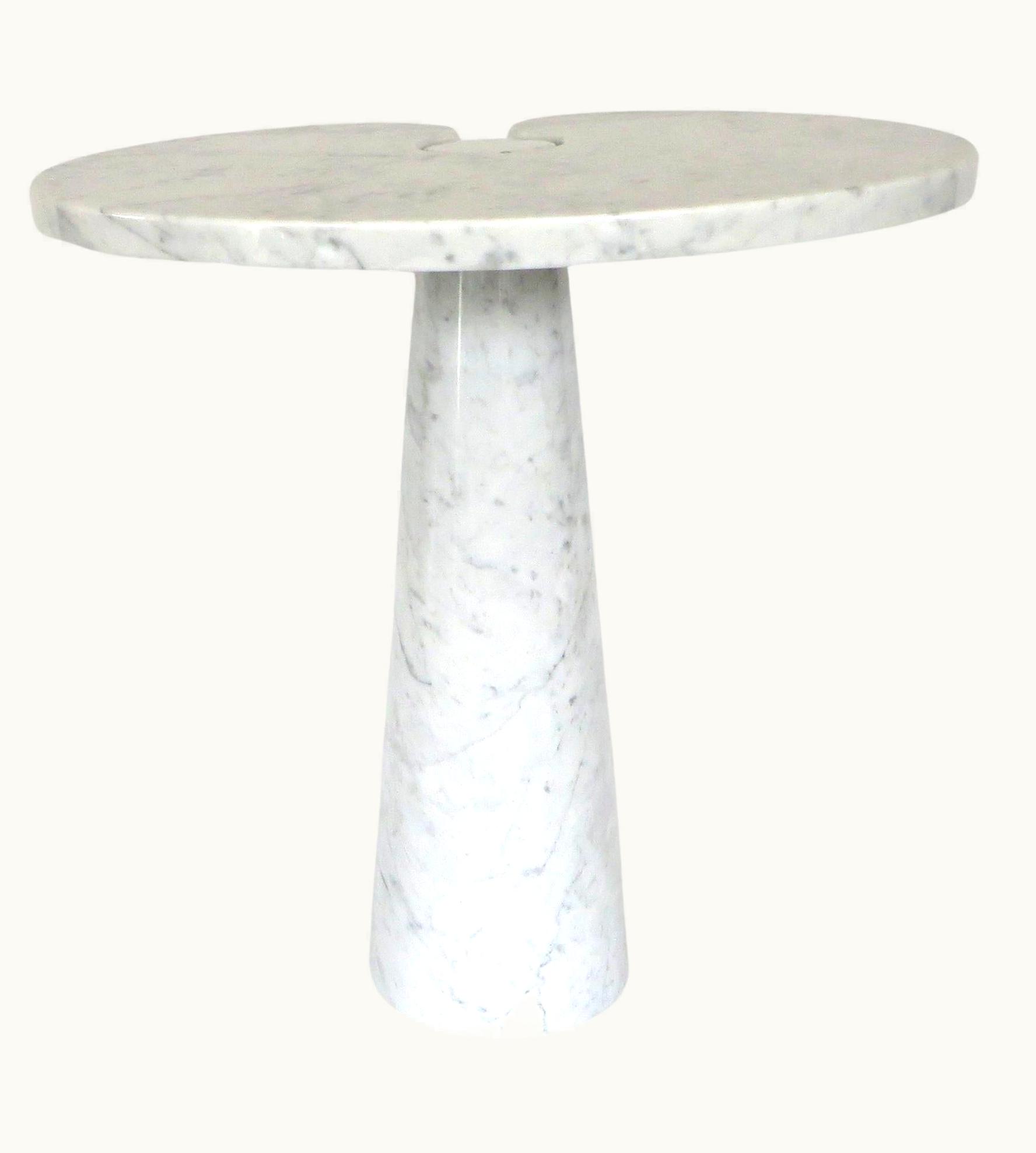 Angelo Mangiarotti Angelo Mangiarotti White Italian Carrara Marble Side Table Eros High Model