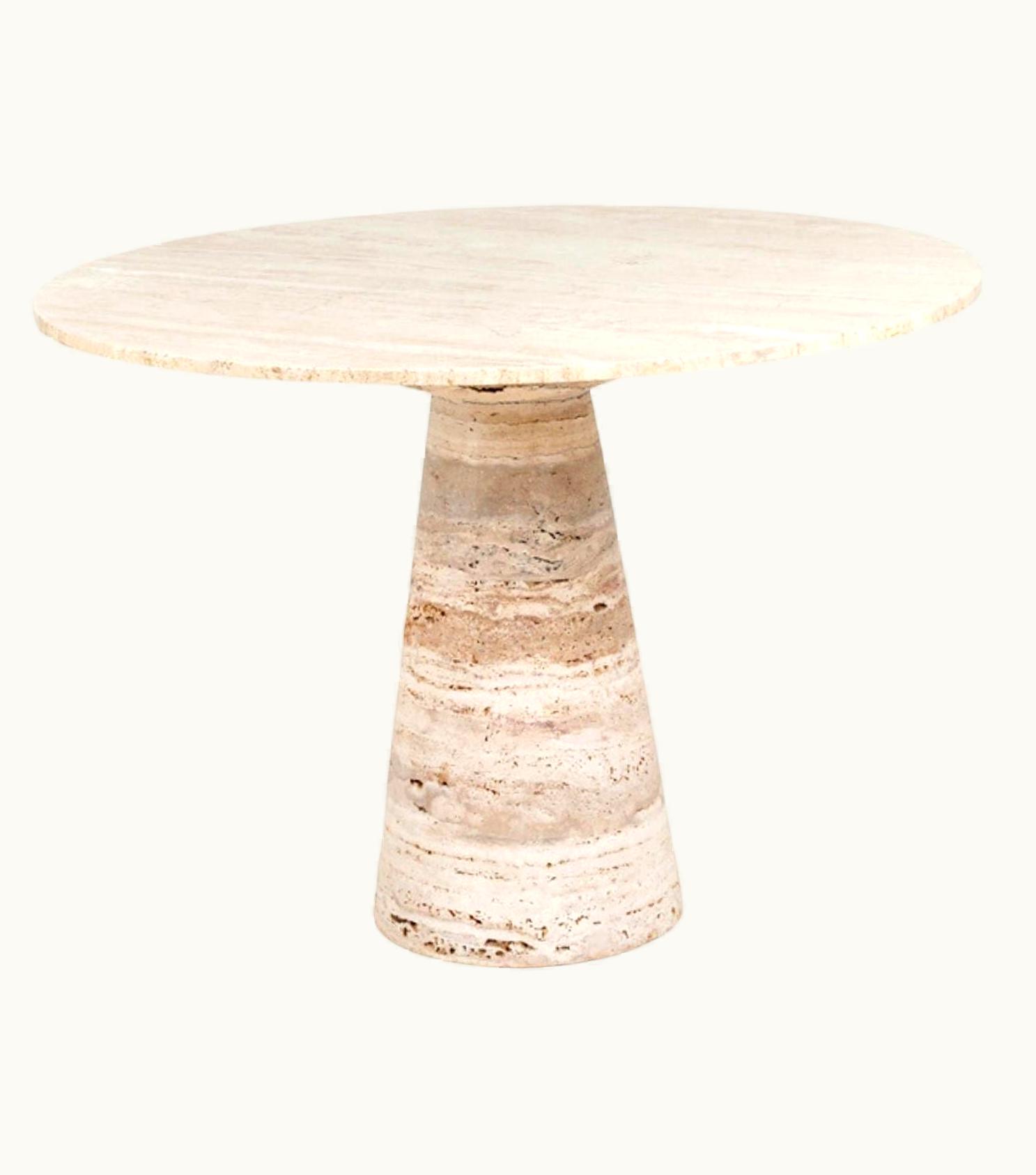 Angelo Mangiarotti Angelo Mangiarotti Travertine Pedestal Dining Table, Italy 1970