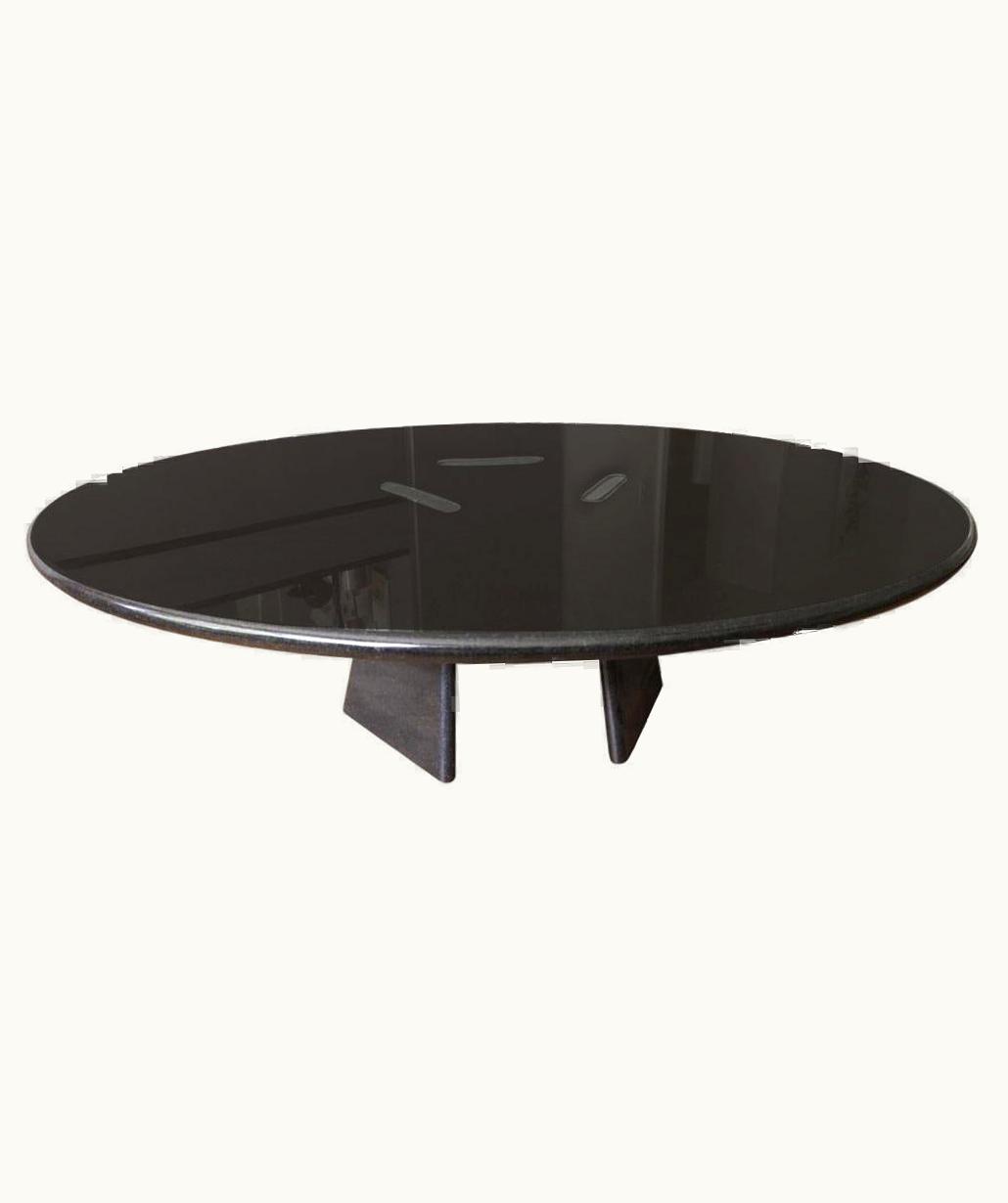 Angelo Mangiarotti Angelo Mangiarotti Asolo Black Granite Circular Coffee Table By Angelo Mangiarotti