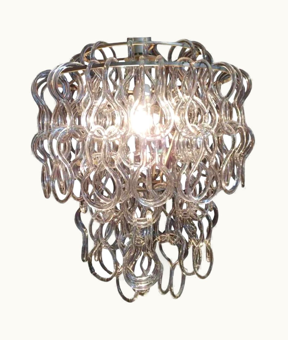 Angelo Mangiarotti Angelo Mangiarotti Vintage Giogali 50 Pendant Murano Chandelier