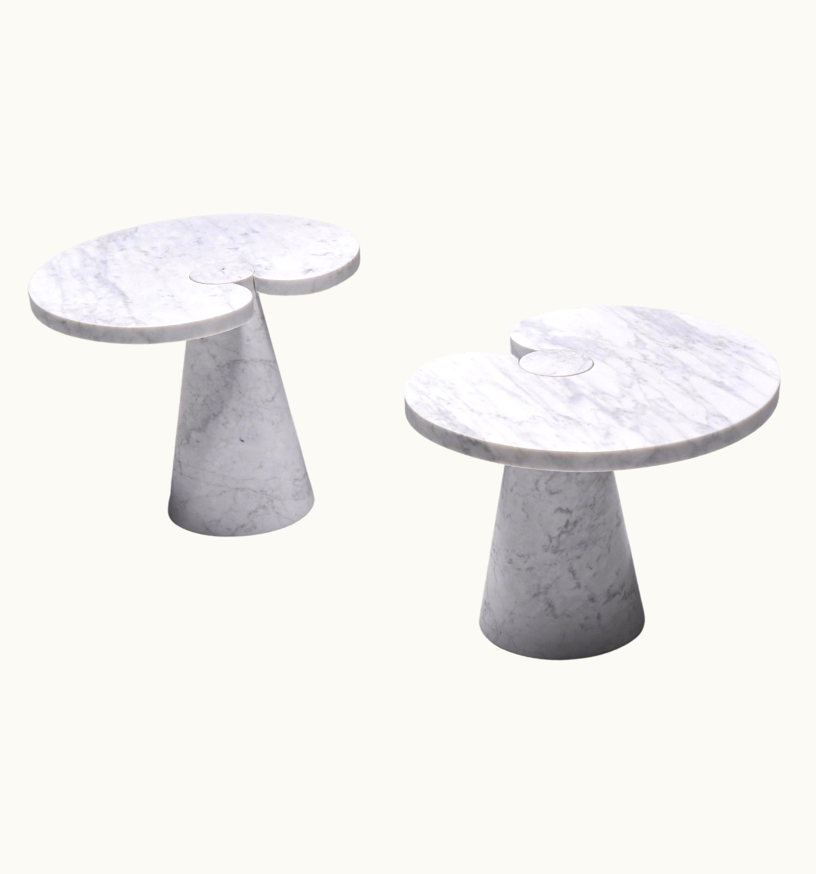 Angelo Mangiarotti Angelo Mangiarotti Carrara Marble Side Table 'Eros Series' For Skipper, Italian Design