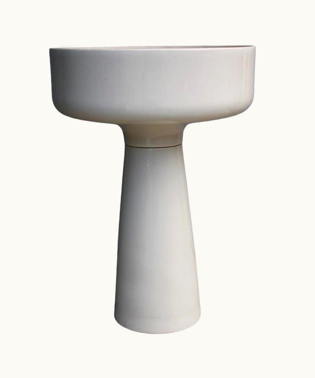 Angelo Mangiarotti Angelo Mangiarotti White Porcelain Plant Holder For Brambrilla Brothers 1960s