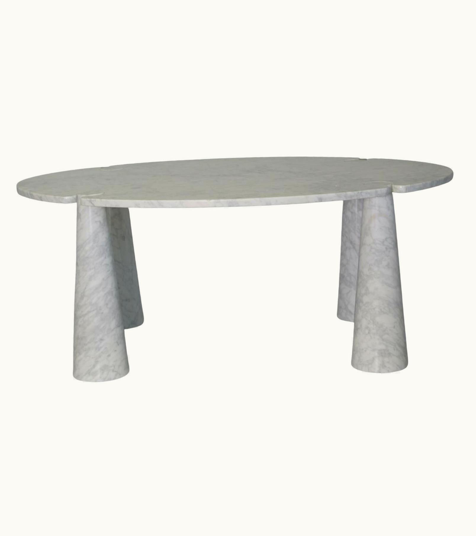 Angelo Mangiarotti Rare Big Dining Table By Angelo Mangiarotti For Skipper In Carrara Marble