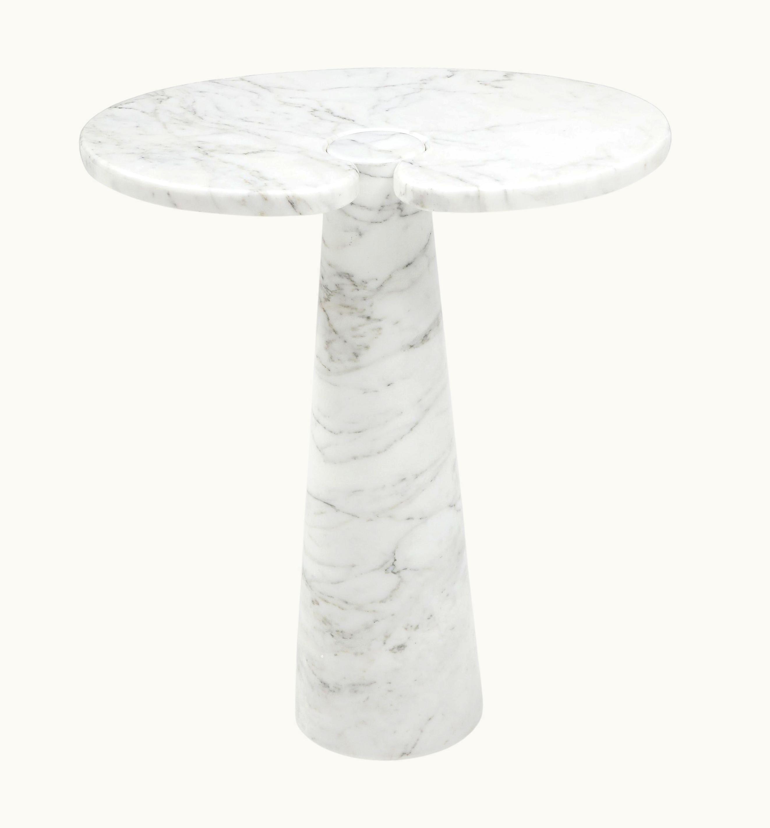Angelo Mangiarotti Carrara Marble Tall Side Table From Eros Series, 1971