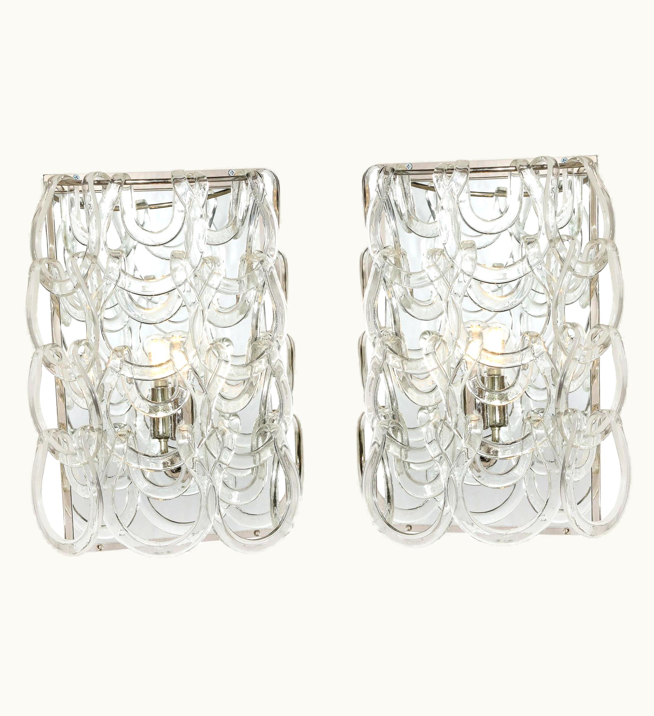 Angelo Mangiarotti Pair Of Handblown Murano Glass Sconces By Angelo Mangiarotti For VIstosi
