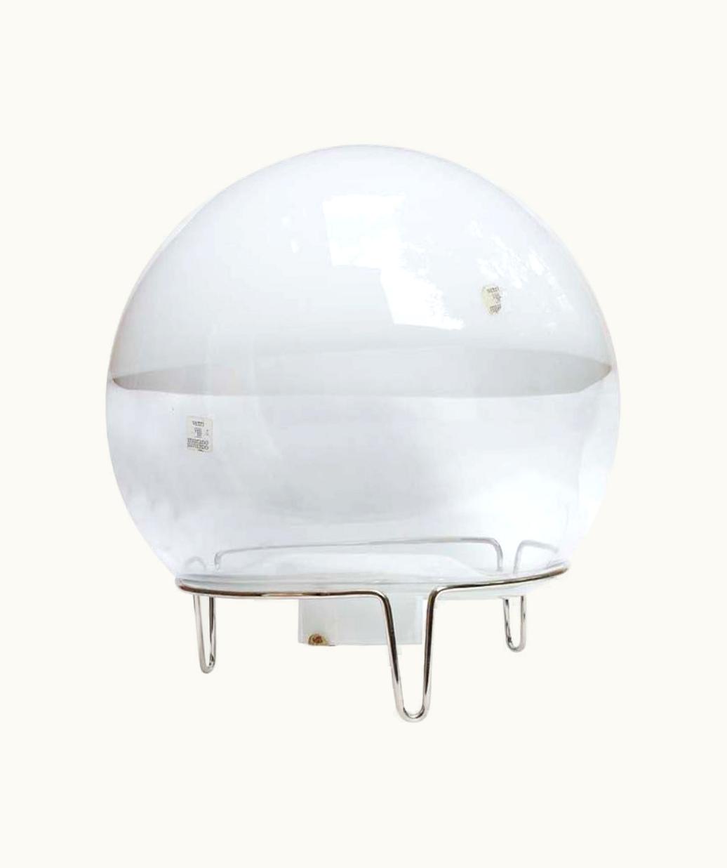 Angelo Mangiarotti Angelo Mangiarotti Space Age Lamp White And Clear Blown Glass Shade Italian Design Mangiarotti