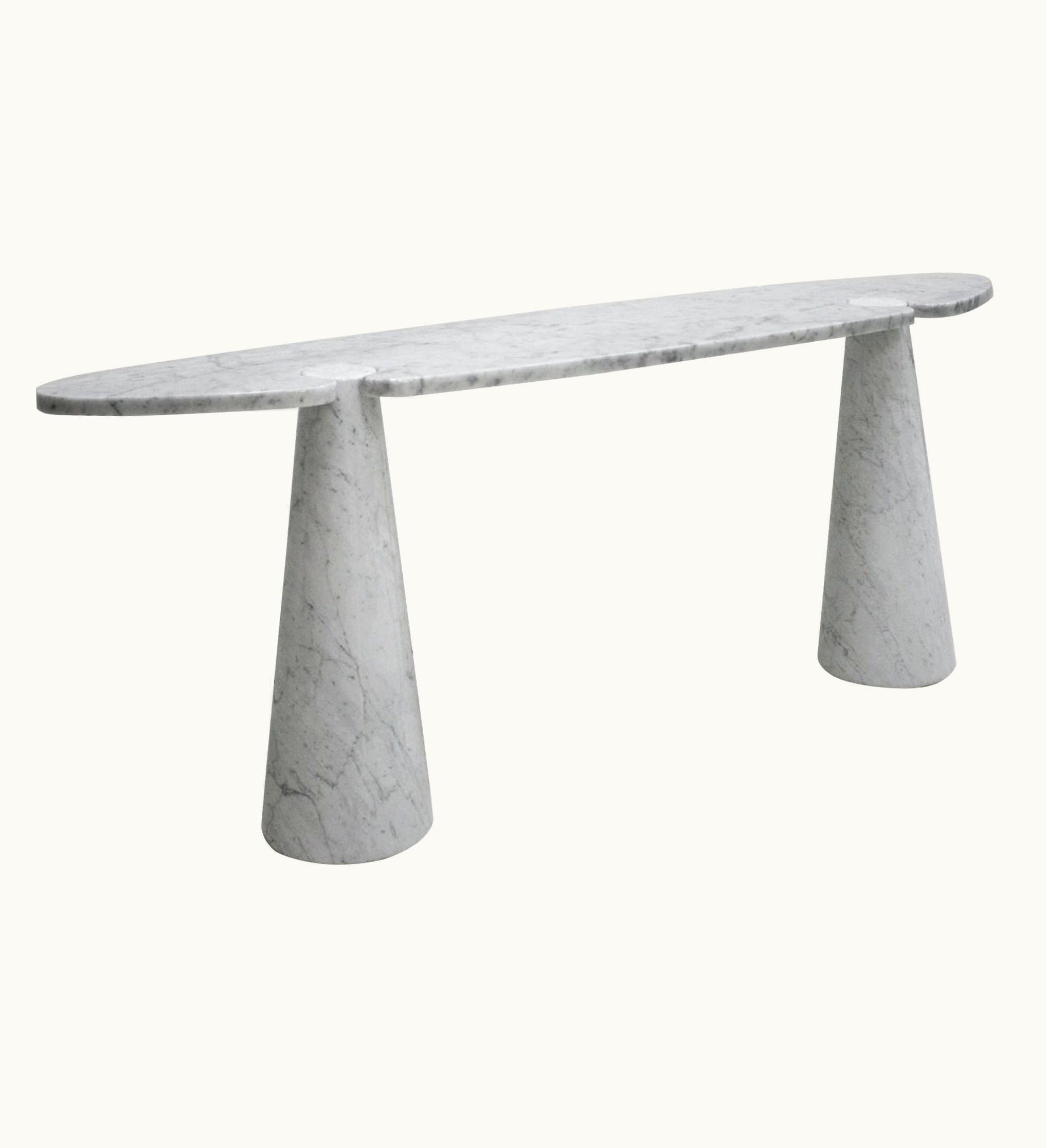 Angelo Mangiarotti Angelo Mangiarotti For Skipper White Carrara Marble Eros Console Table, Italy