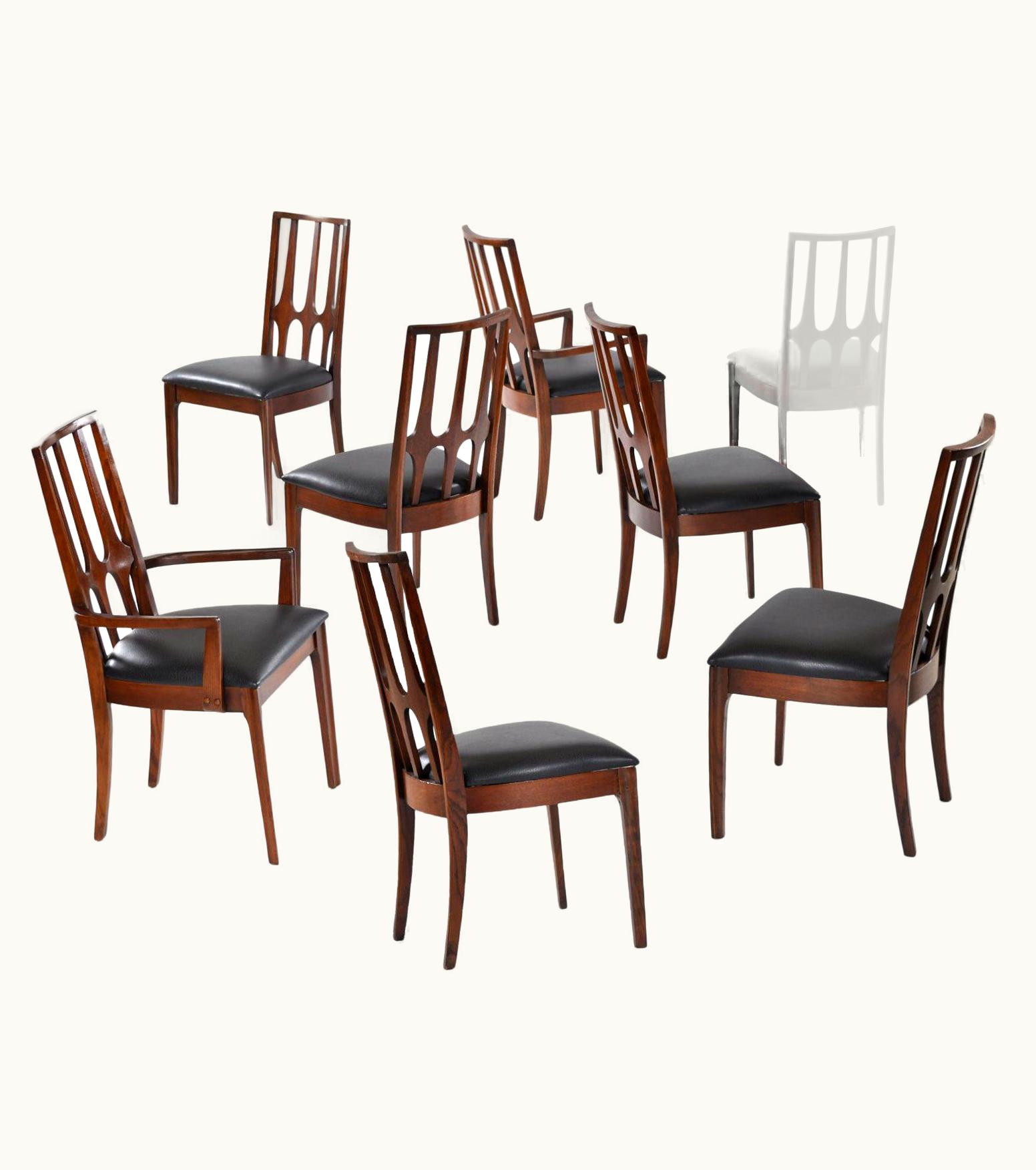 Oscar Niemeyer Restored Broyhill Brasilia Mid-Century Modern Walnut Dining Chairs Set Of 8