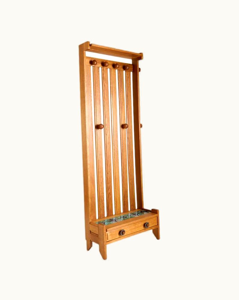 Guillerme et Chambron Guillerme et Chambron, Oak & Ceramic Coat Stand, France, Mid-20th Century