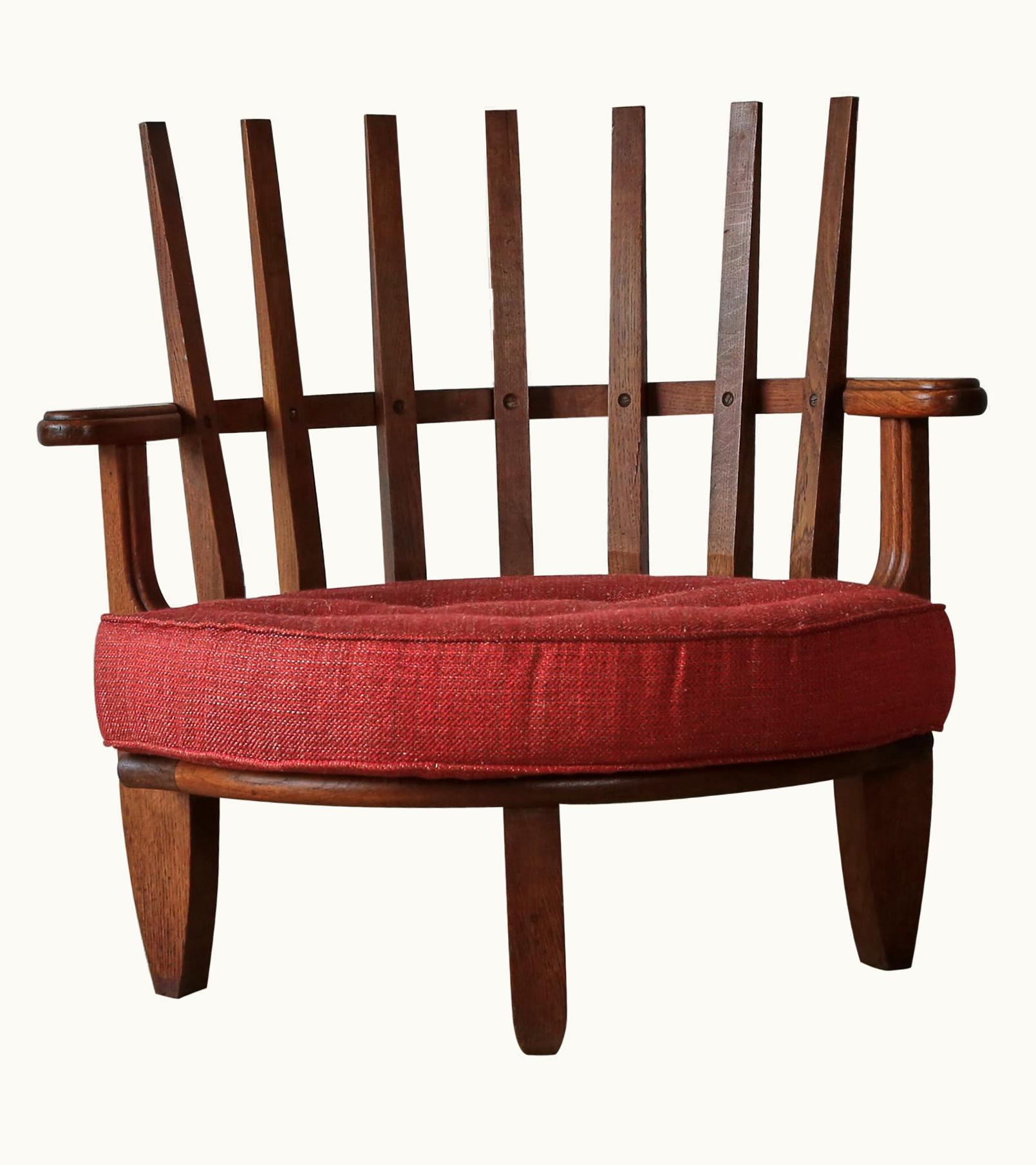 Guillerme et Chambron Guillerme et Chambron Oak Tricoteuse Corner Chair, France, 1960s