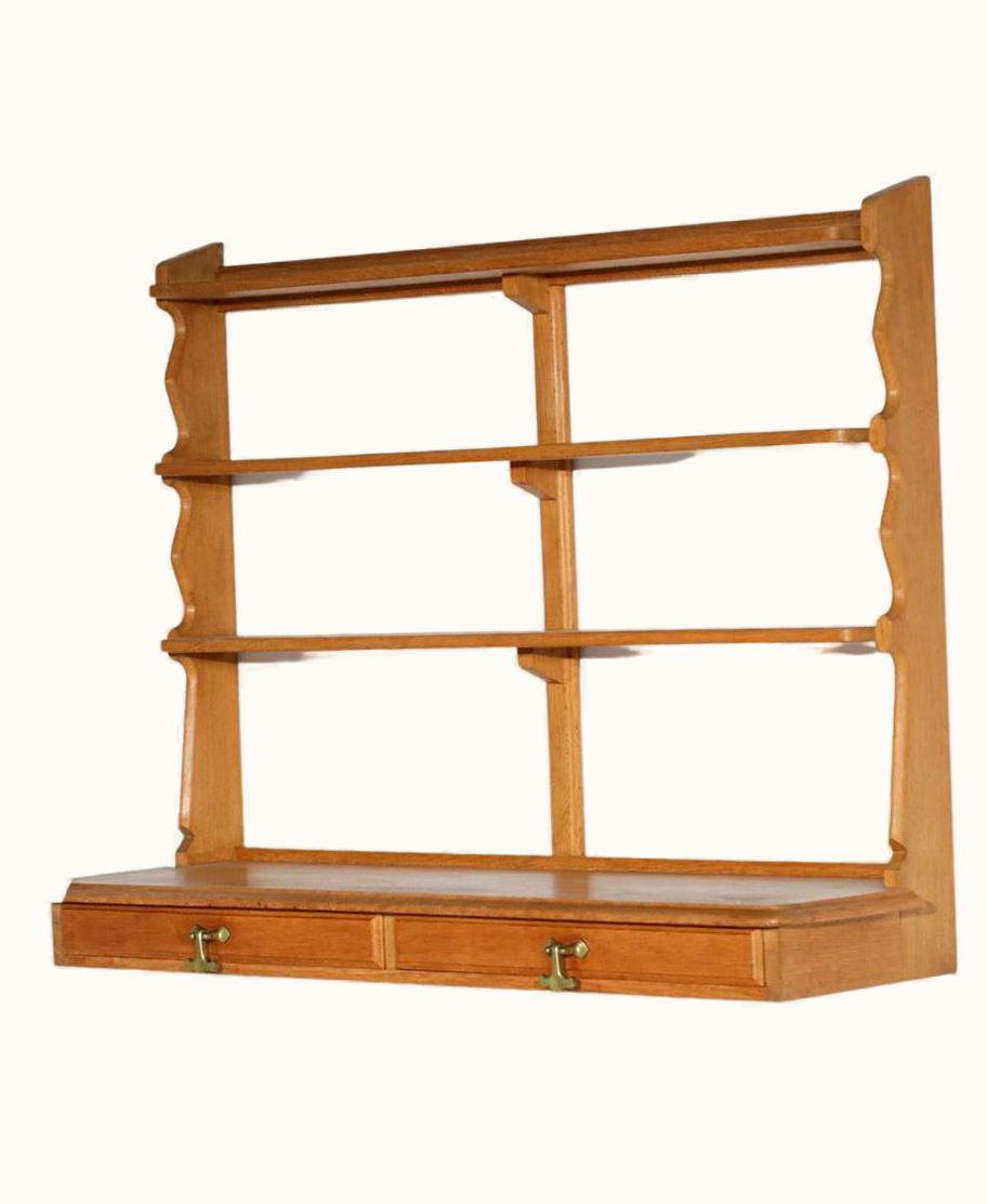 Guillerme et Chambron Guillerme et Chambron Console Wall Shelf By Guillerme And Chambered Solid Oak 60s