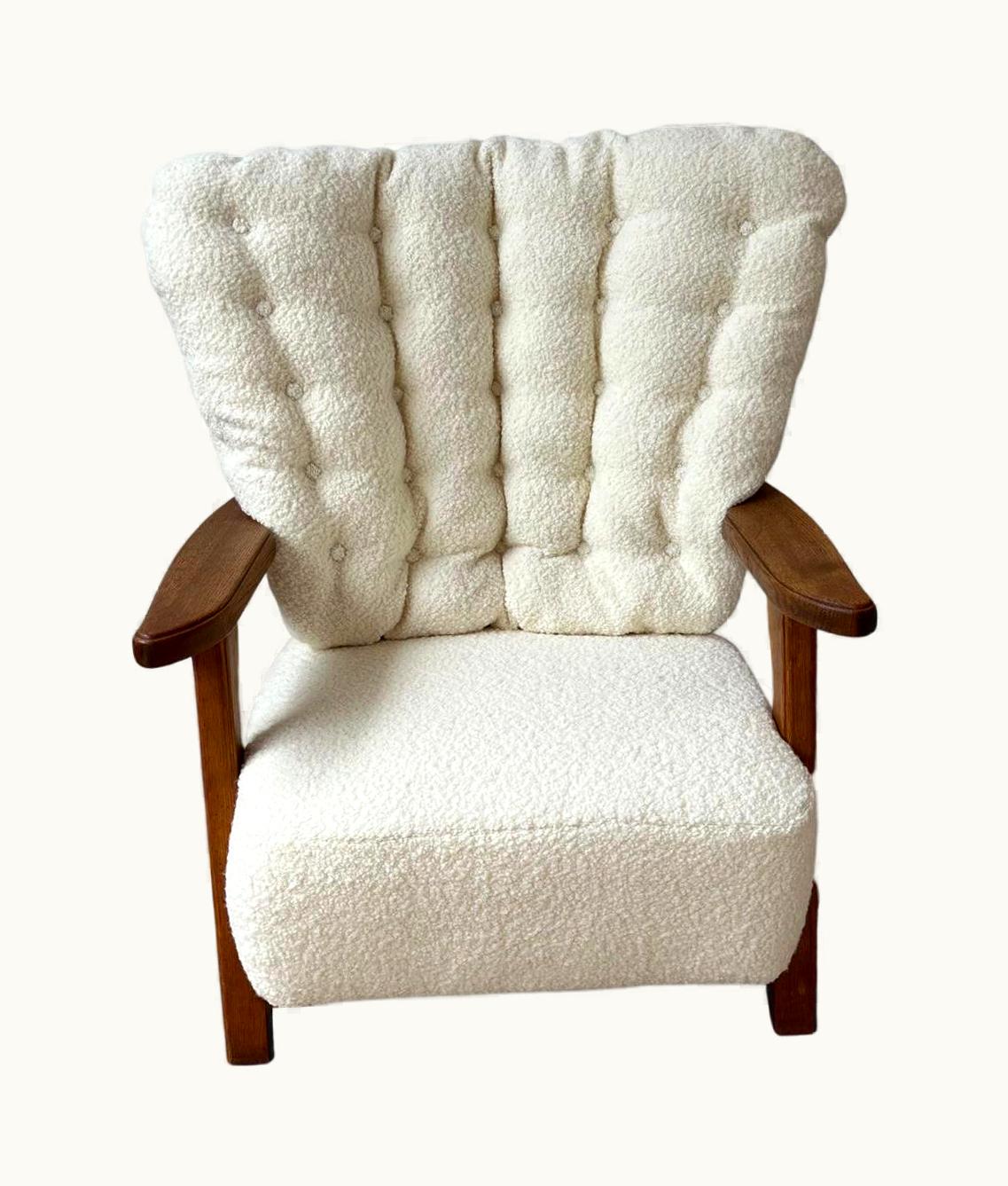 Guillerme et Chambron Guillerme et Chambron Mid-Century French Oak Armchair