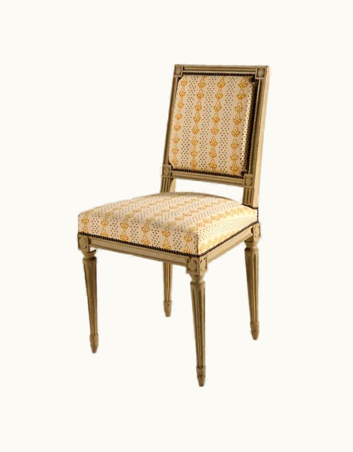 Guillerme et Chambron Guillerme et Chambron Louis XVI Square-Backed Painted Side Chair, France, Circa 1770-1790