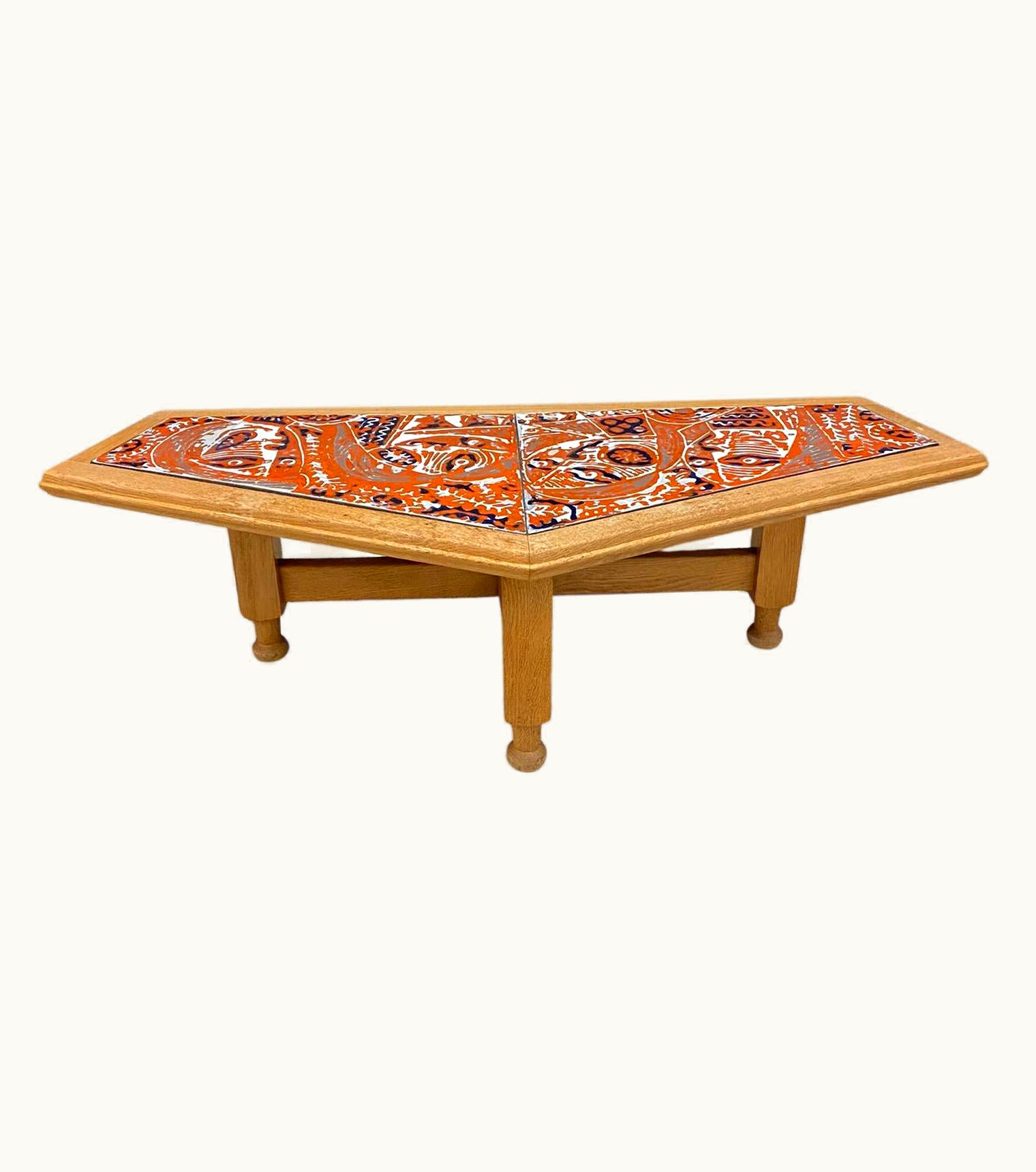 Guillerme et Chambron Guillerme et Chambron, Rare Oak Coffee Table, Edition Votre Maison, Circa 1970