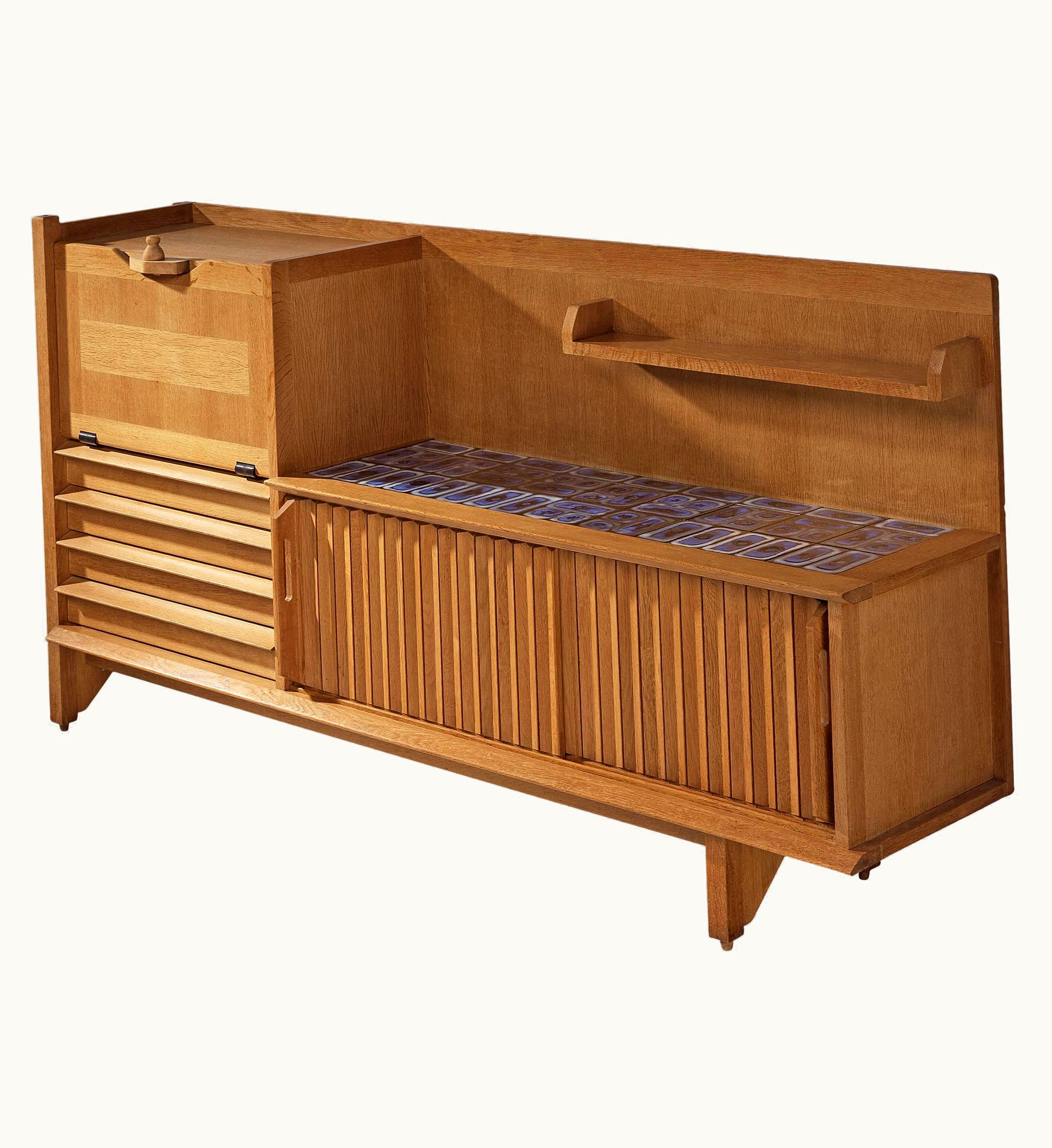 Guillerme et Chambron Guillerme et Chambron Buffet In Oak With Ceramic Tiles