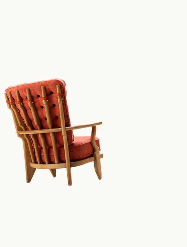 Guillerme et Chambron Guillerme et Chambron Guillerme Chambron 'Mid Repos' Lounge Chair In Oak And Red Upholstery