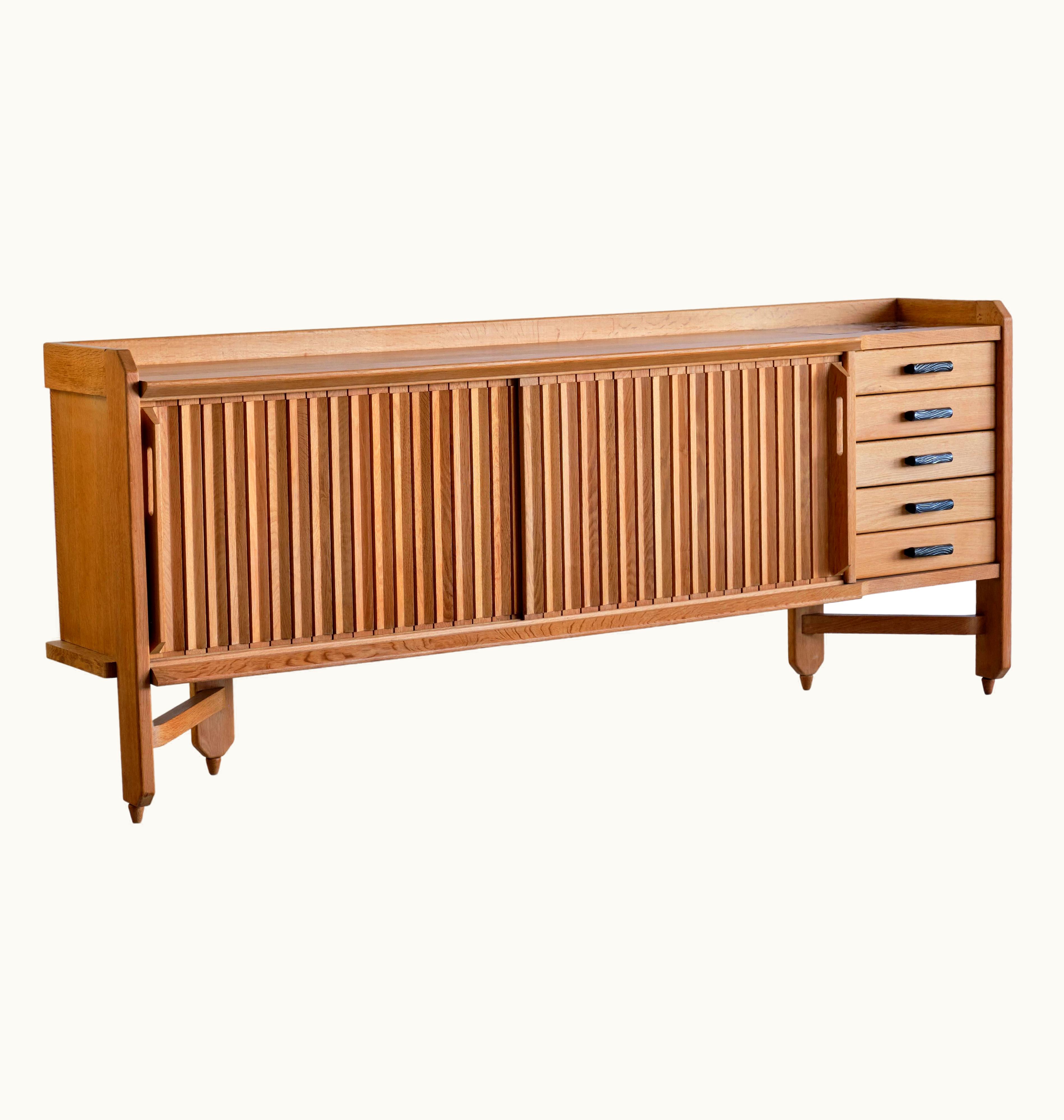 Guillerme et Chambron;Robert Guillerme Guillerme et Chambron;Robert Guillerme & Chambron Sideboard In Oak And Ceramic, Votre Maison, France, 1960s