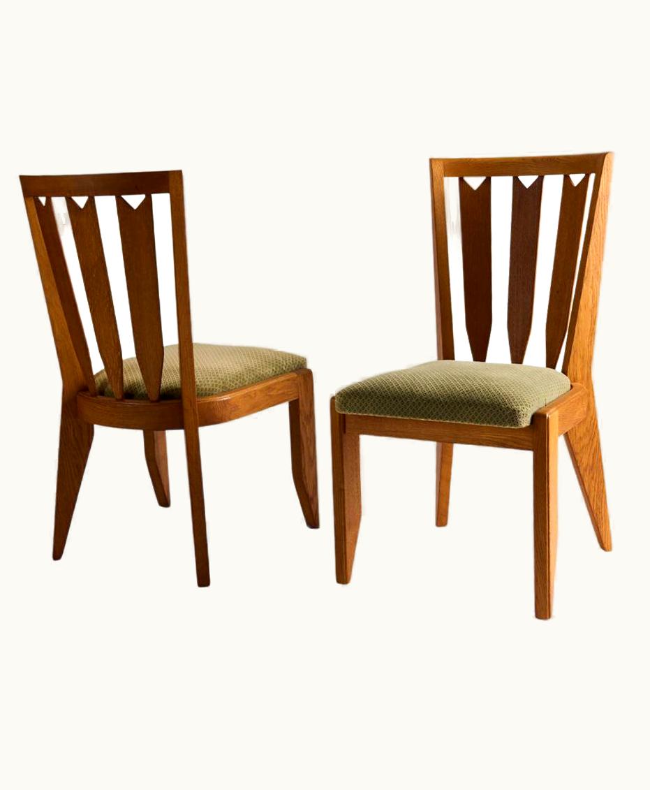 Guillerme et Chambron Guillerme et Chambron, Set Of Six Oak Dining Chairs, France, Mid-Century