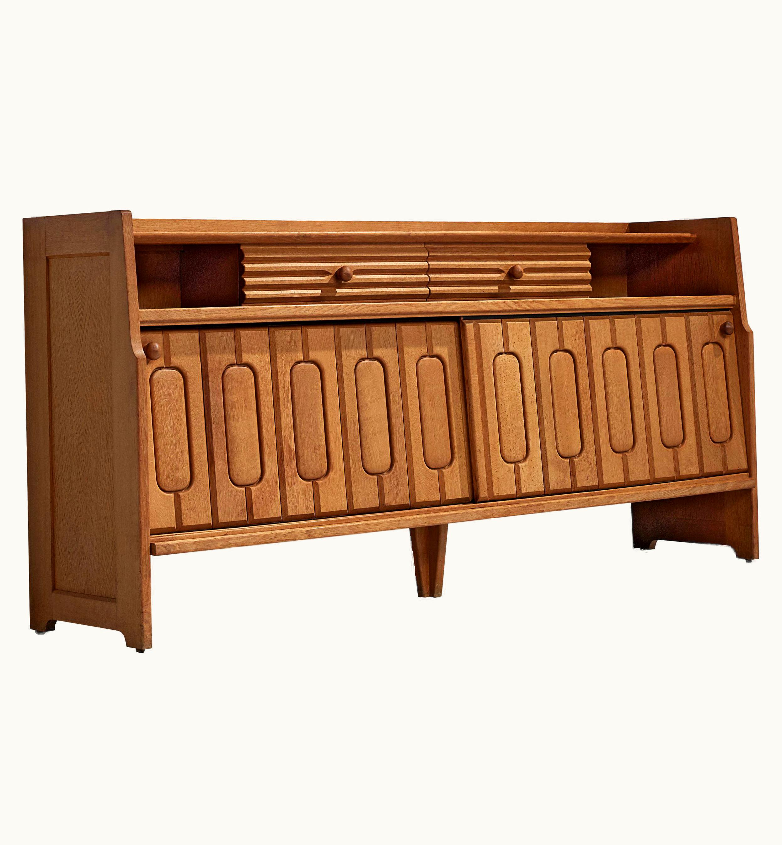 Guillerme et Chambron Guillerme et Chambron Sideboard In Oak And Ceramic Tiles