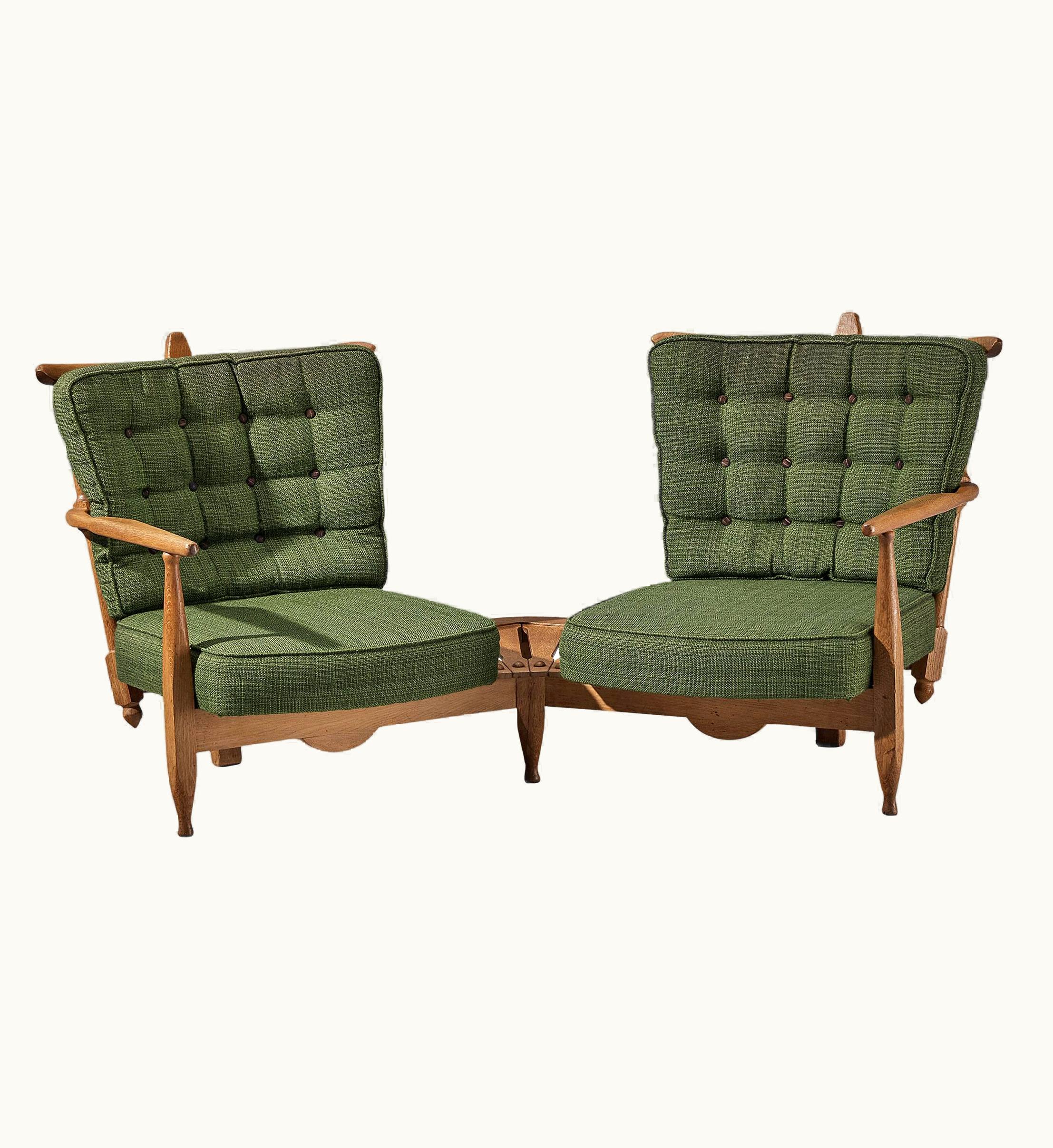 Guillerme et Chambron Guillerme et Chambron Lounge Set With Connecting Table In Solid Oak UZ0198590