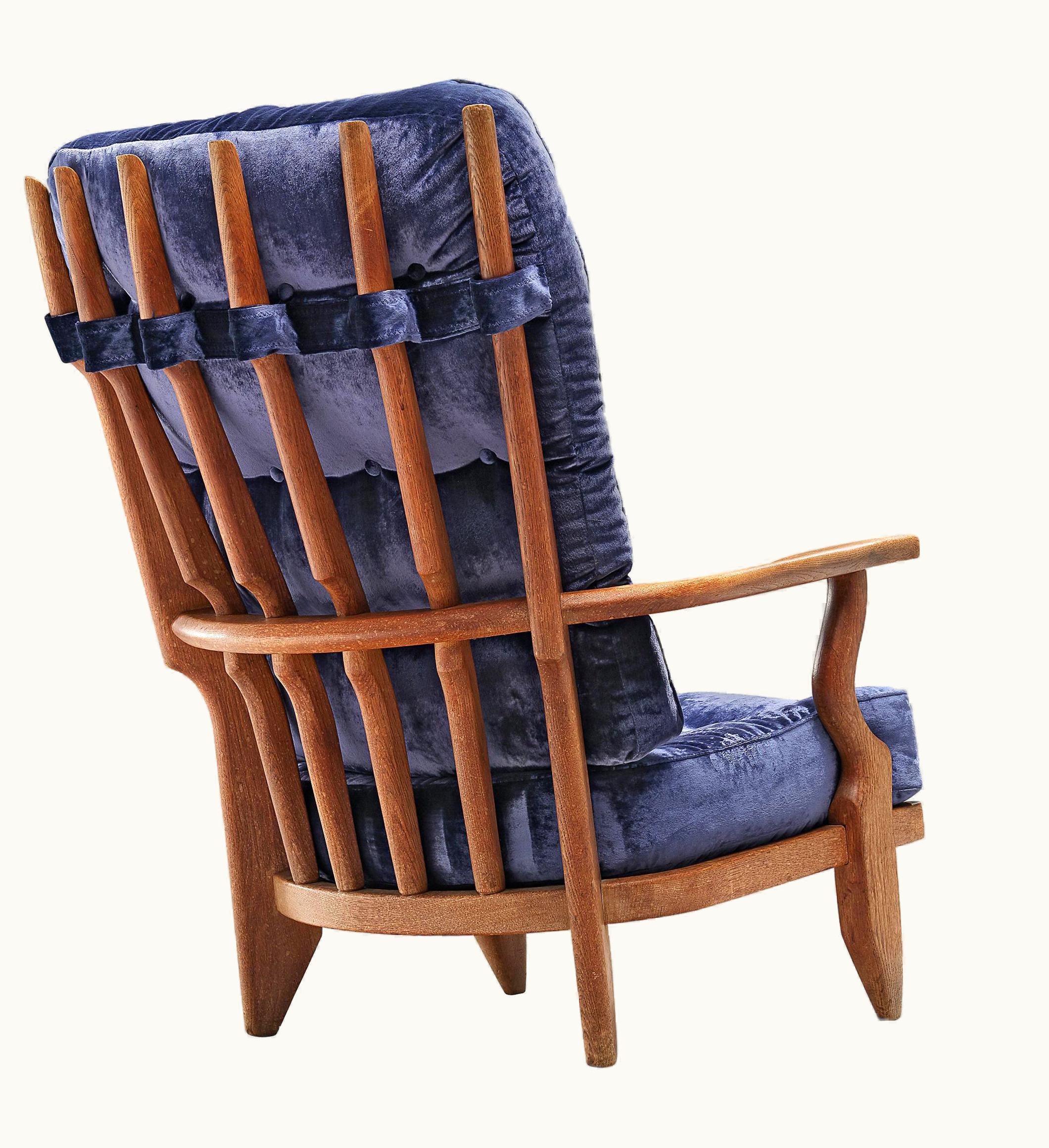 Guillerme et Chambron Guillerme et Chambron 'Grand Repos' Lounge Chair In Purple Blue Velvet