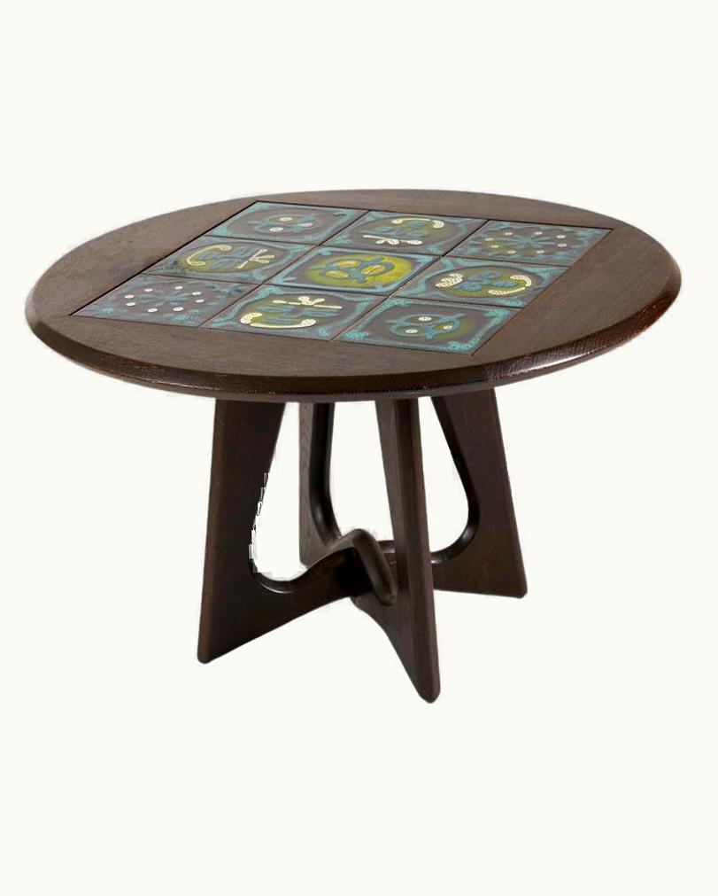 Guillerme et Chambron Guillerme et Chambron, Ebonized Tile-topped Coffee Table, France, Circa 1960