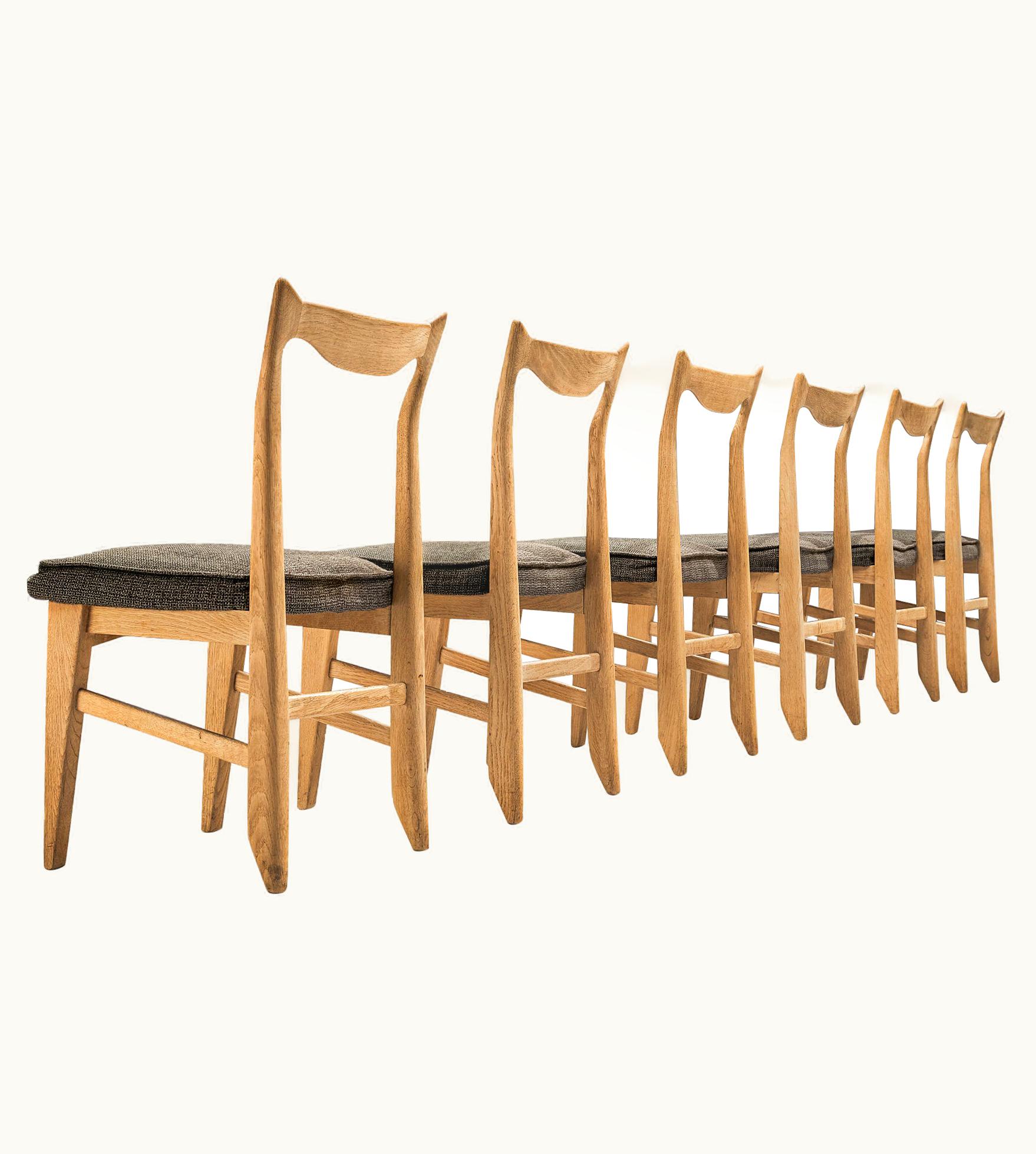 Guillerme et Chambron Guillerme et Chambron Set Of Six Dining Chairs In Solid Oak
