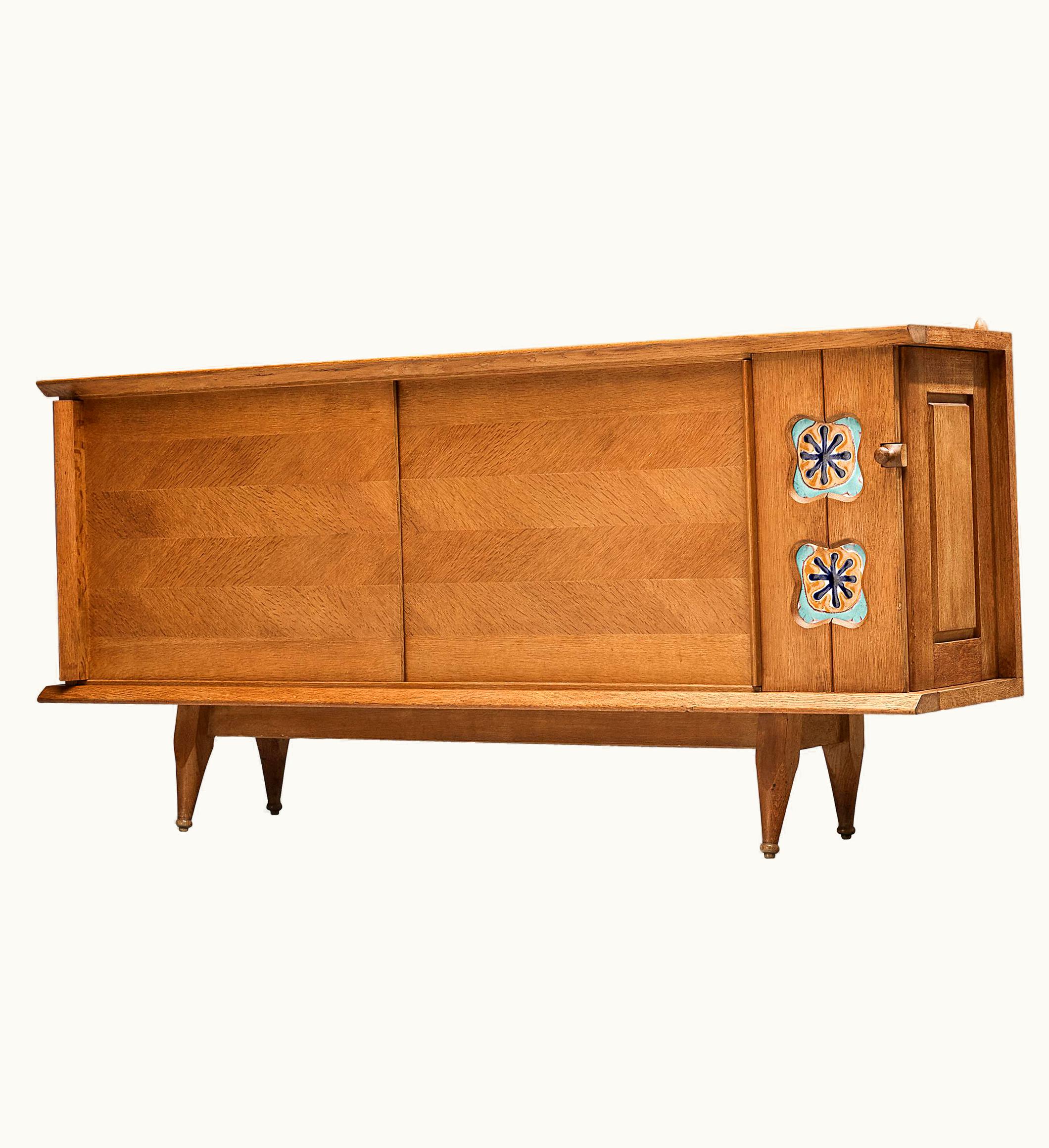 Guillerme et Chambron Guillerme et Chambron Sideboard In Oak With Ceramic Tiles