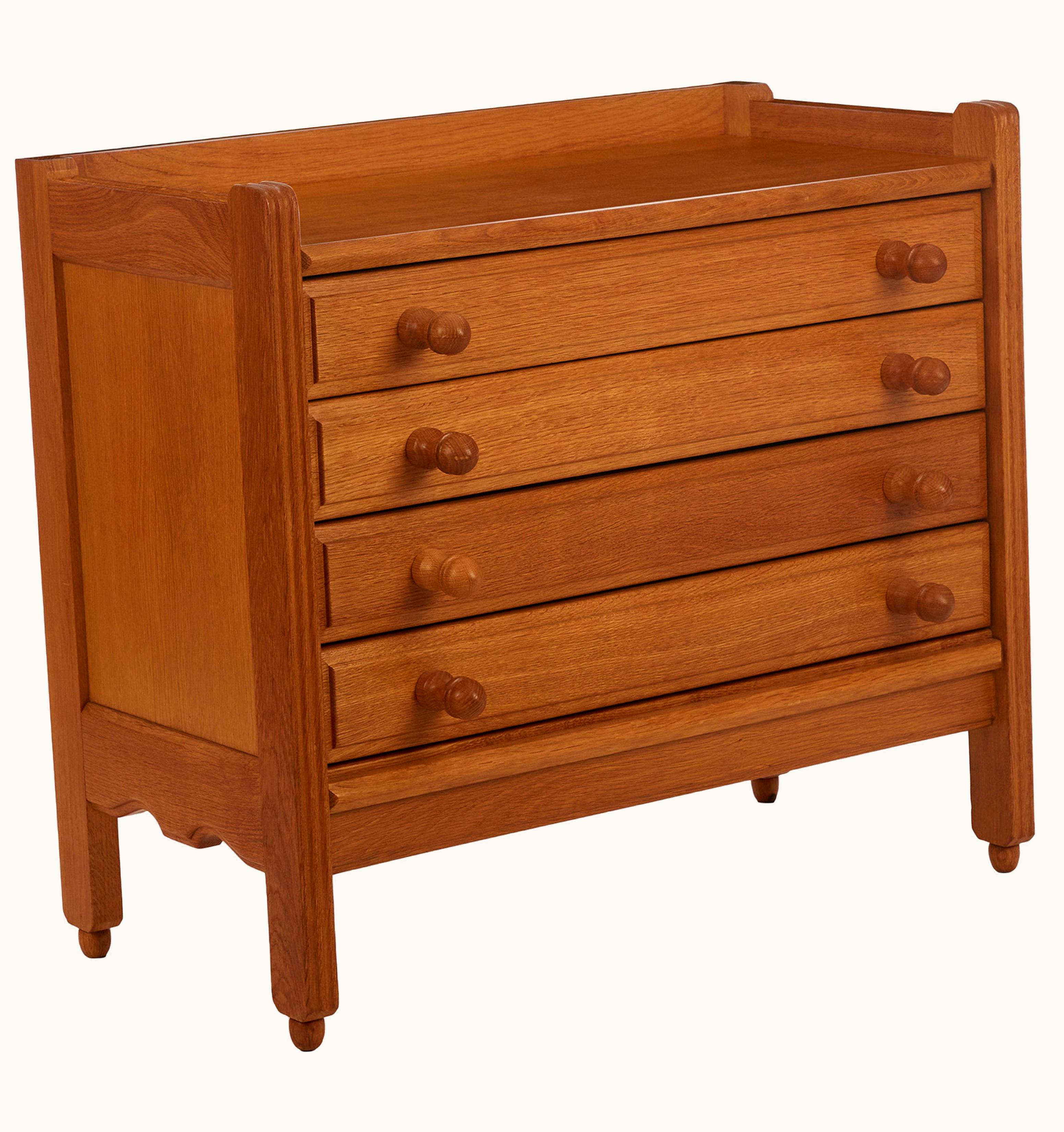 Guillerme et Chambron Guillerme et Chambron, Light Oak Five Drawer Dresser, France, Mid-20th Century