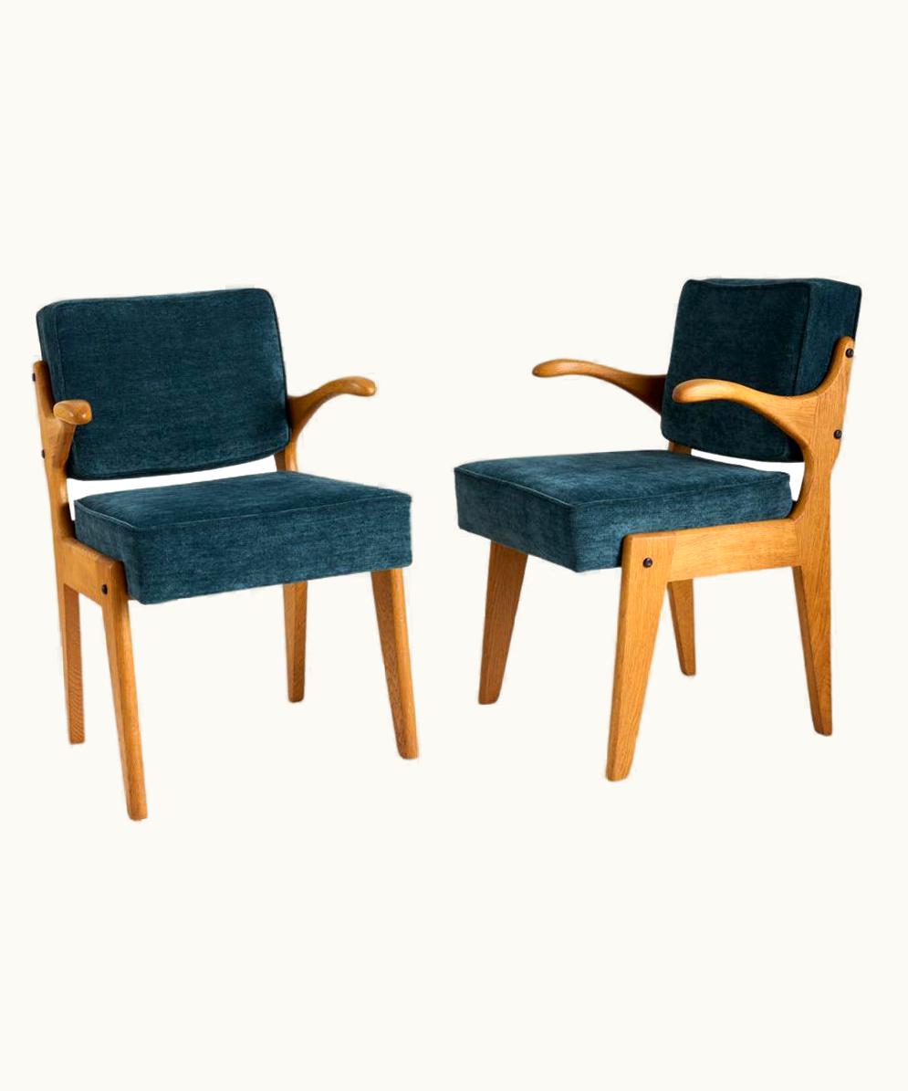 Guillerme et Chambron Guillerme et Chambron, Bridge Marius, Pair Of Dining Chairs, France, C. 1960