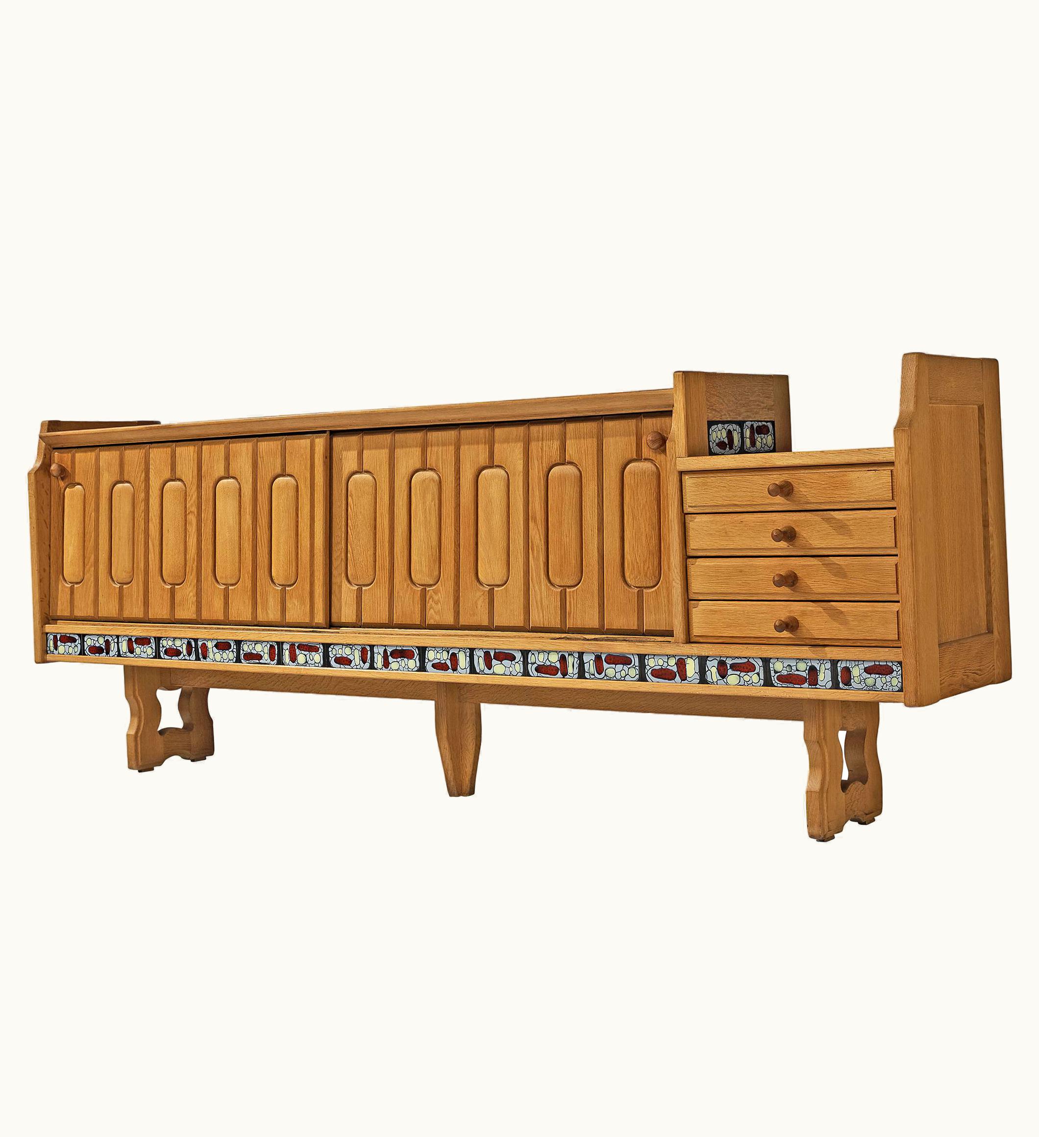 Guillerme et Chambron Guillerme et Chambron Sideboard 'Simon' In Oak With Ceramics