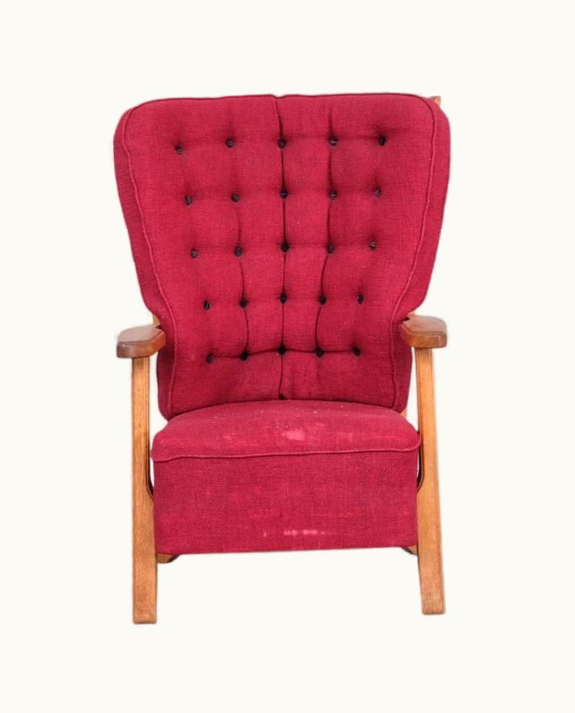 Guillerme et Chambron Guillerme et Chambron Oak Mid-Century French Armchair
