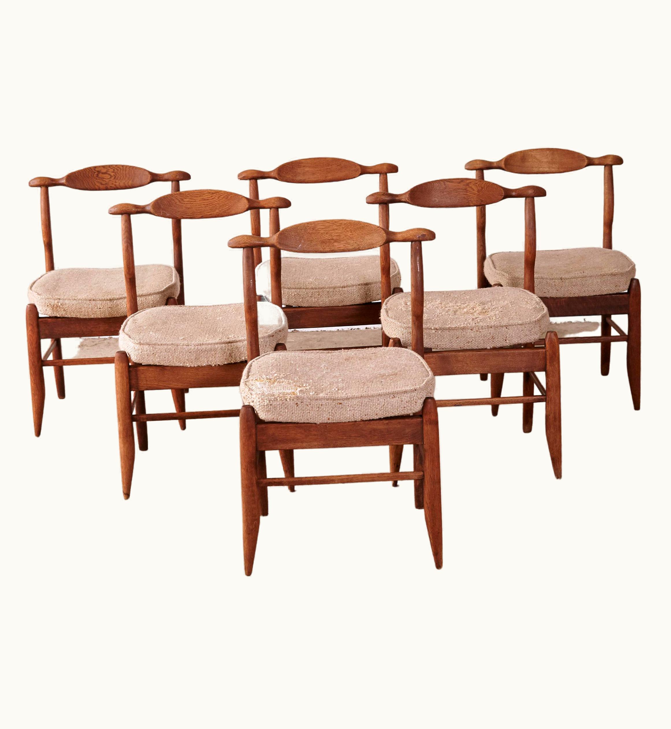 Guillerme et Chambron Guillerme et Chambron Set Of Six Oak Fumay Dining Chairs By Guillerme Et Chambron, France, 1960s