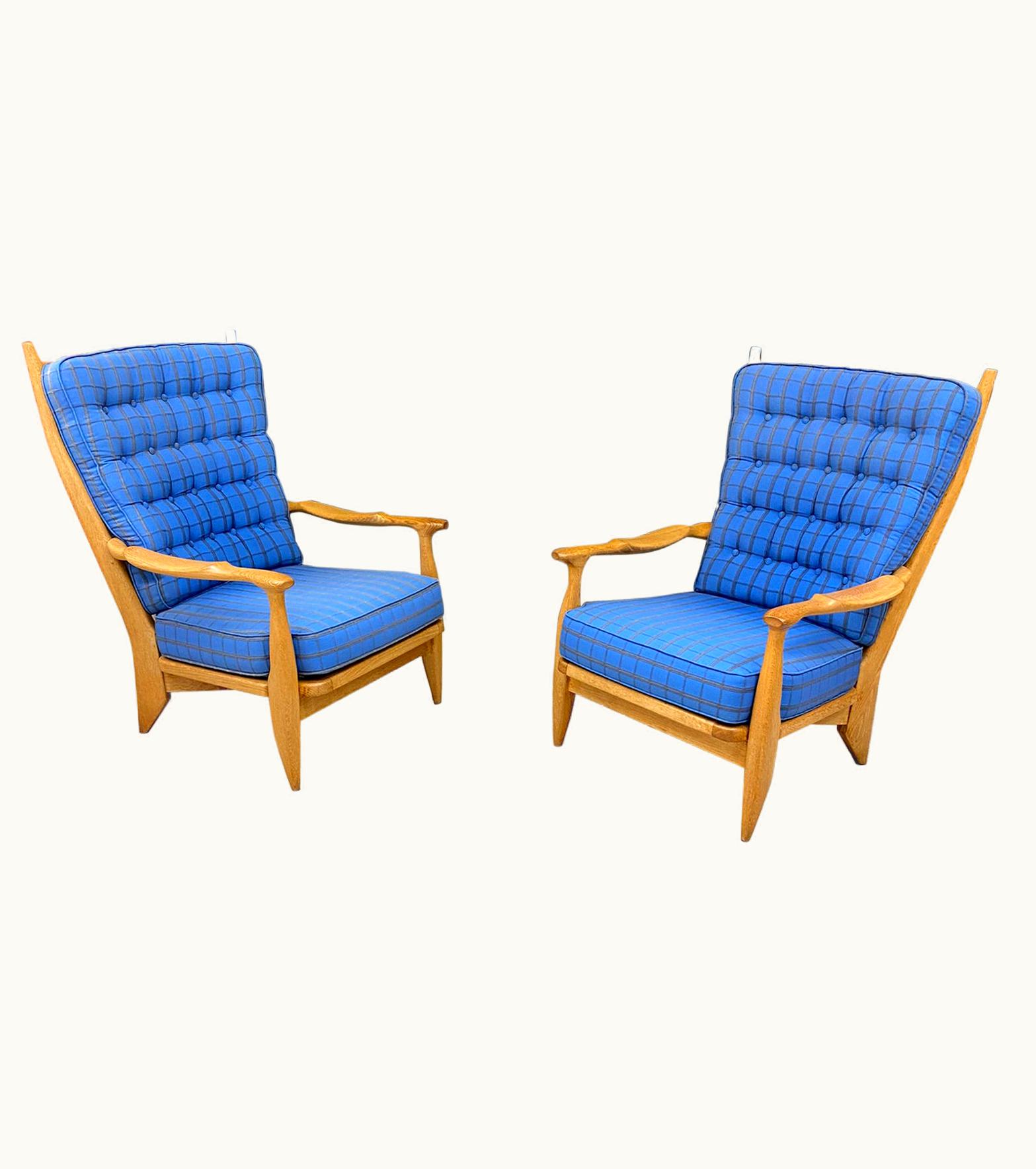 Guillerme et Chambron Guillerme et Chambron, Pair Of Oak Edouard Armchairs, Edition Votre Maison, 1975